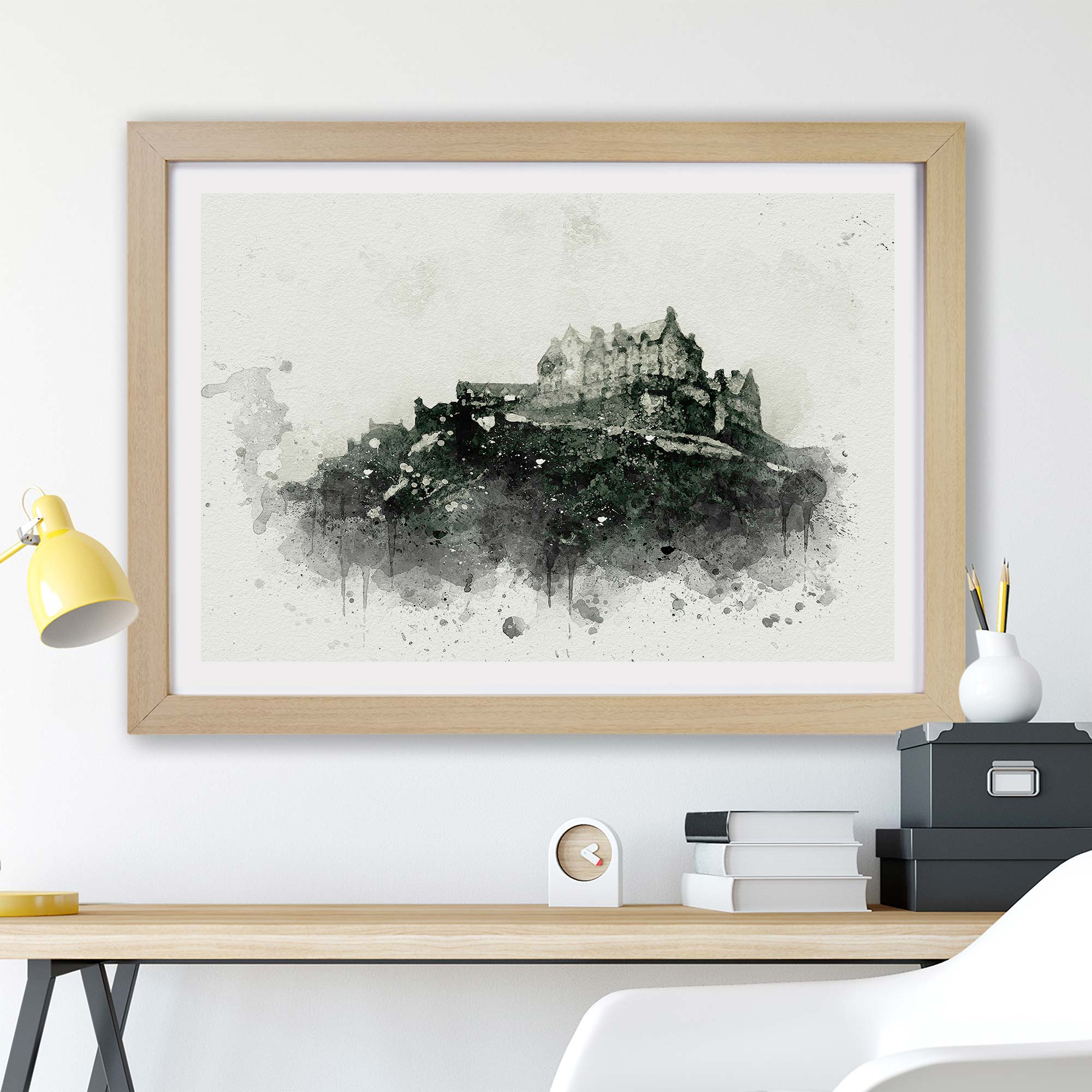 Edinburgh Castle In Scotland In Abstract Forest Wall Art Print Framed ...