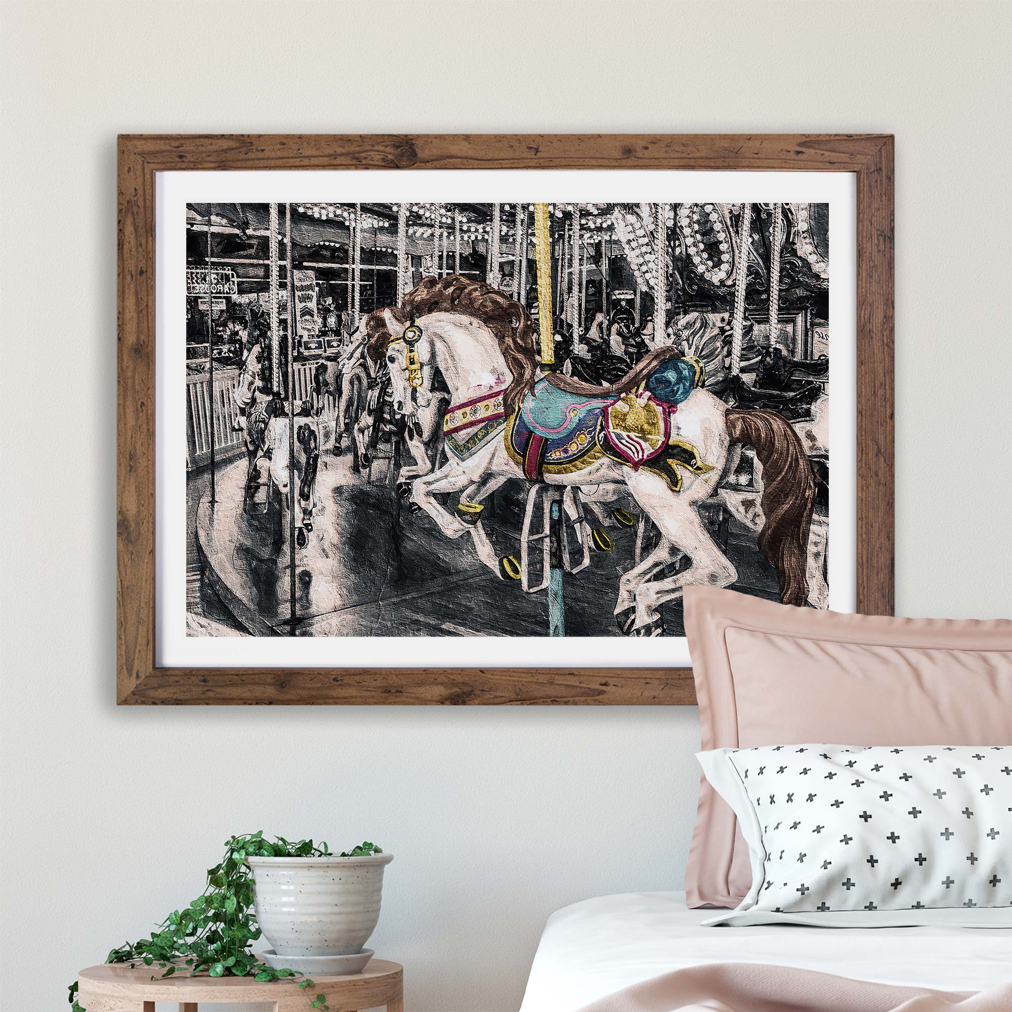 Carousel Horse Wall Art Framed Picture Print eBay