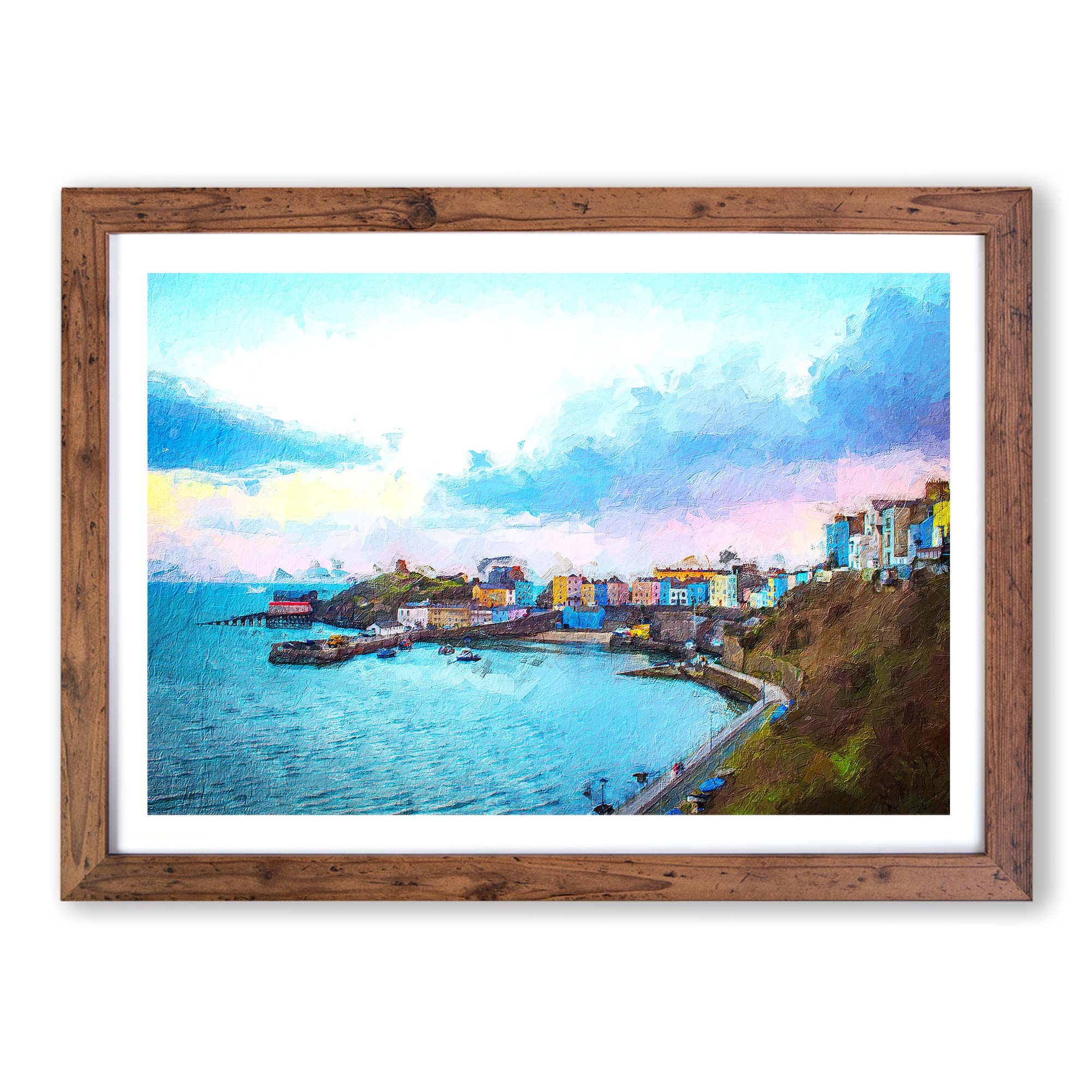 Tenby Harbour in Pembrokeshire Wales Landscape Wall Art ...