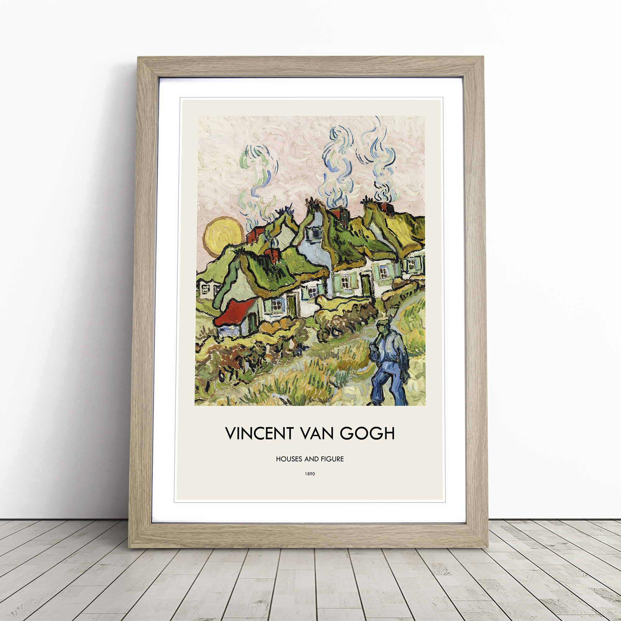 Häuser und Figur von Van Gogh gerahmte Leinwand Wandkunst Poster Druck Bild - Bild 7 von 9