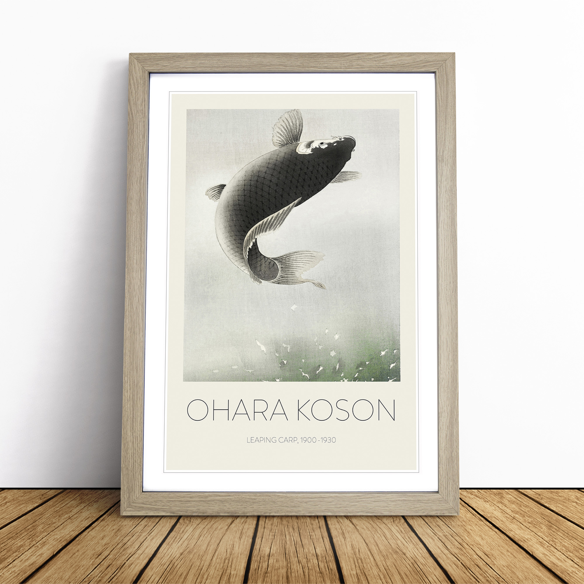 Springender Karpfenfisch von Ohara Koson Wandbild Kunstdruck gerahmtes Leinwandbild Poster - Bild 7 von 9