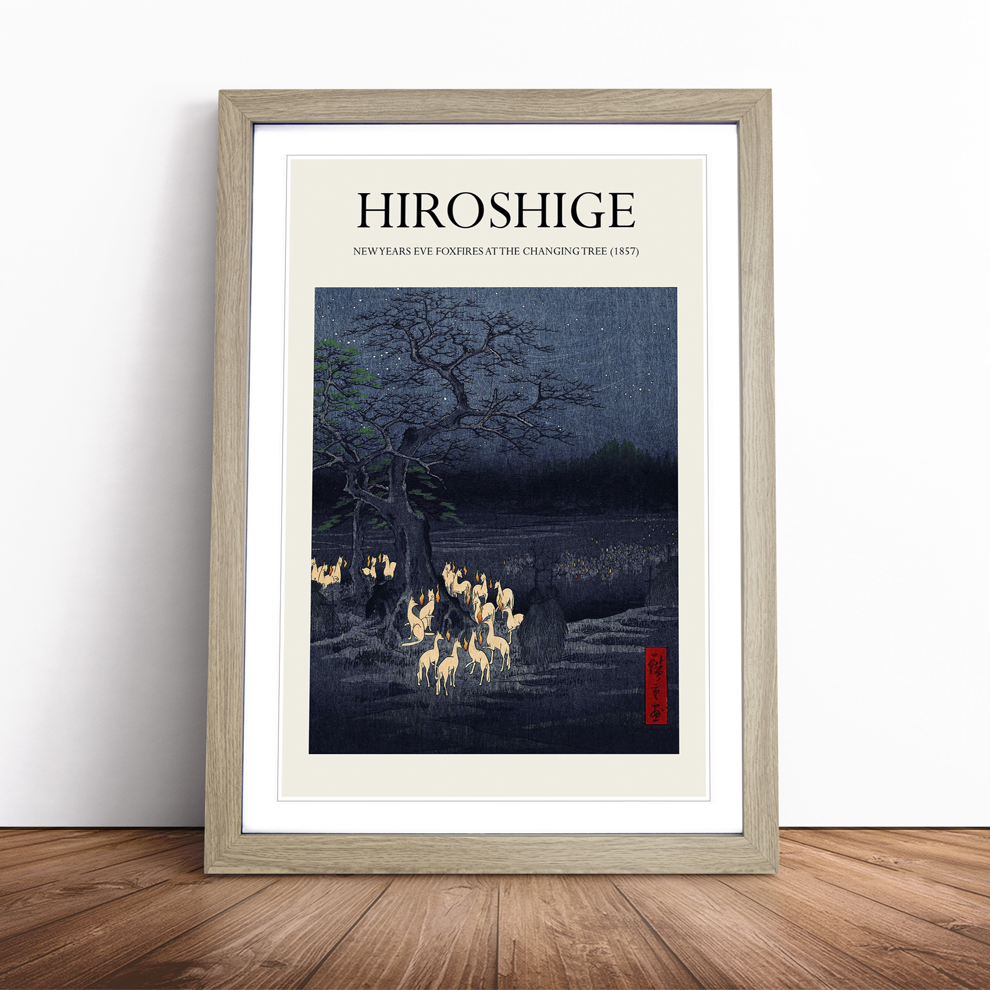 New Years Eve Foxfires Utagawa Hiroshige Exhibition Framed Canvas Wall Art Print - Picture 7 of 9