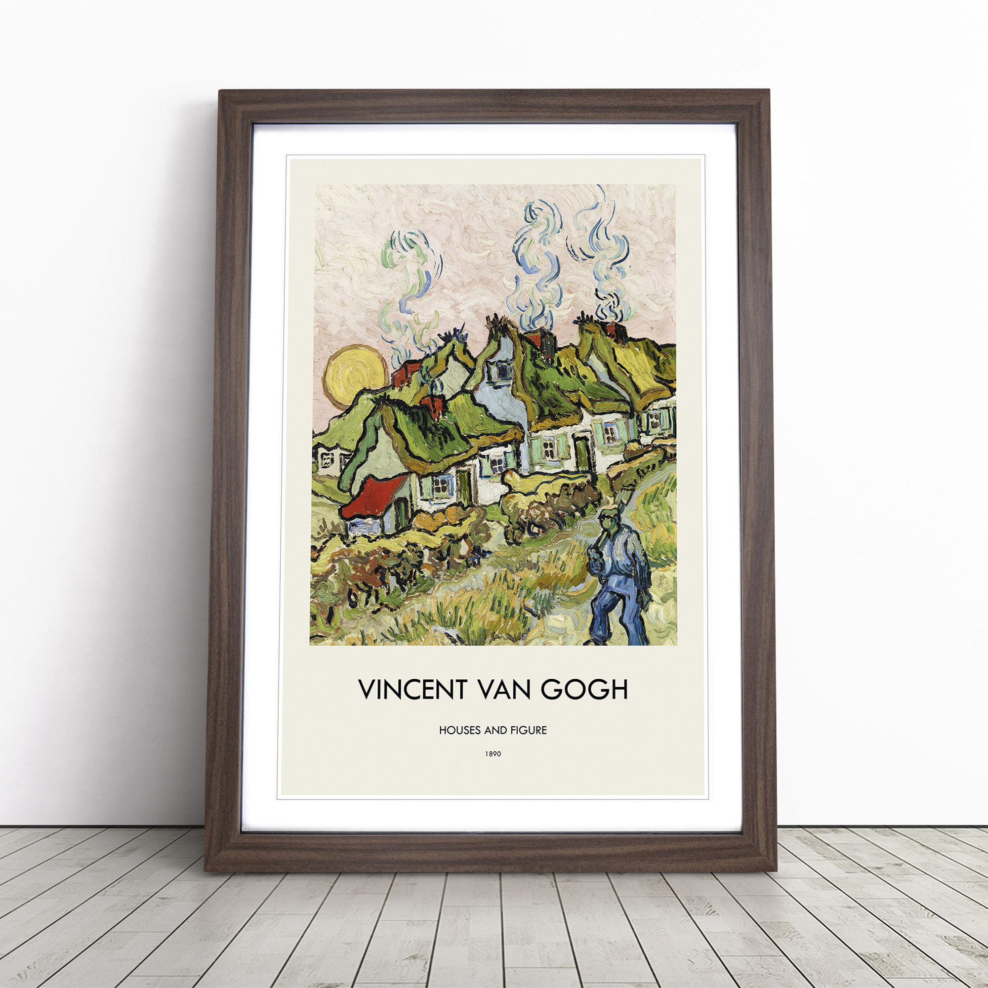 Häuser und Figur von Van Gogh gerahmte Leinwand Wandkunst Poster Druck Bild - Bild 8 von 9