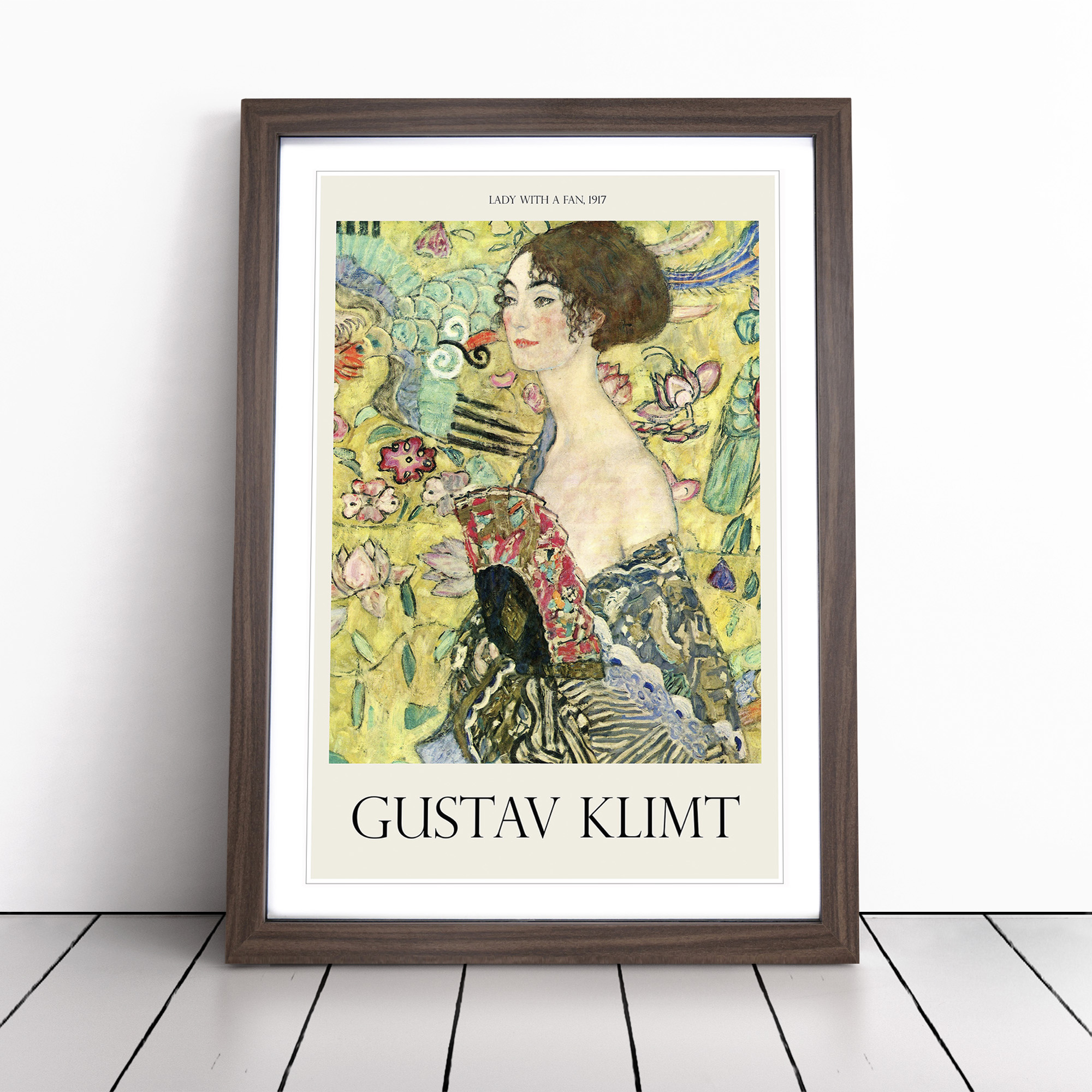 Lady With A Fan Print By Gustav Klimt Exhibition Framed Canvas Wall Art Print - Picture 8 of 9