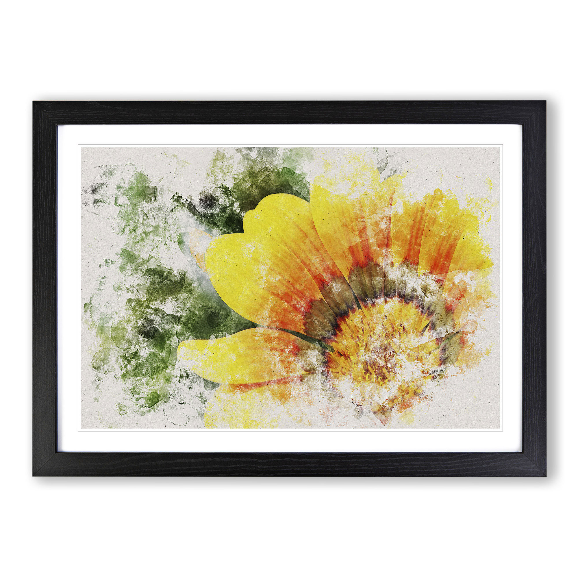 Bright Yellow Flower Wall Art Print Framed Canvas Picture Poster Decor