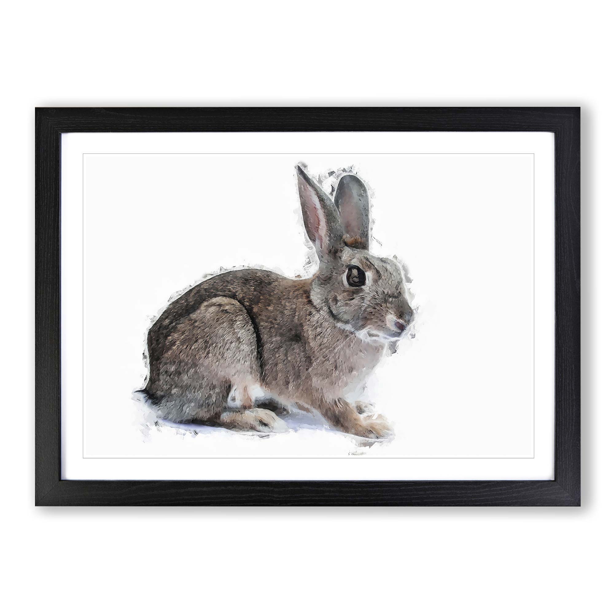Brown Bunny Rabbit in Abstract Animal Framed Wall Art Canvas Print ...