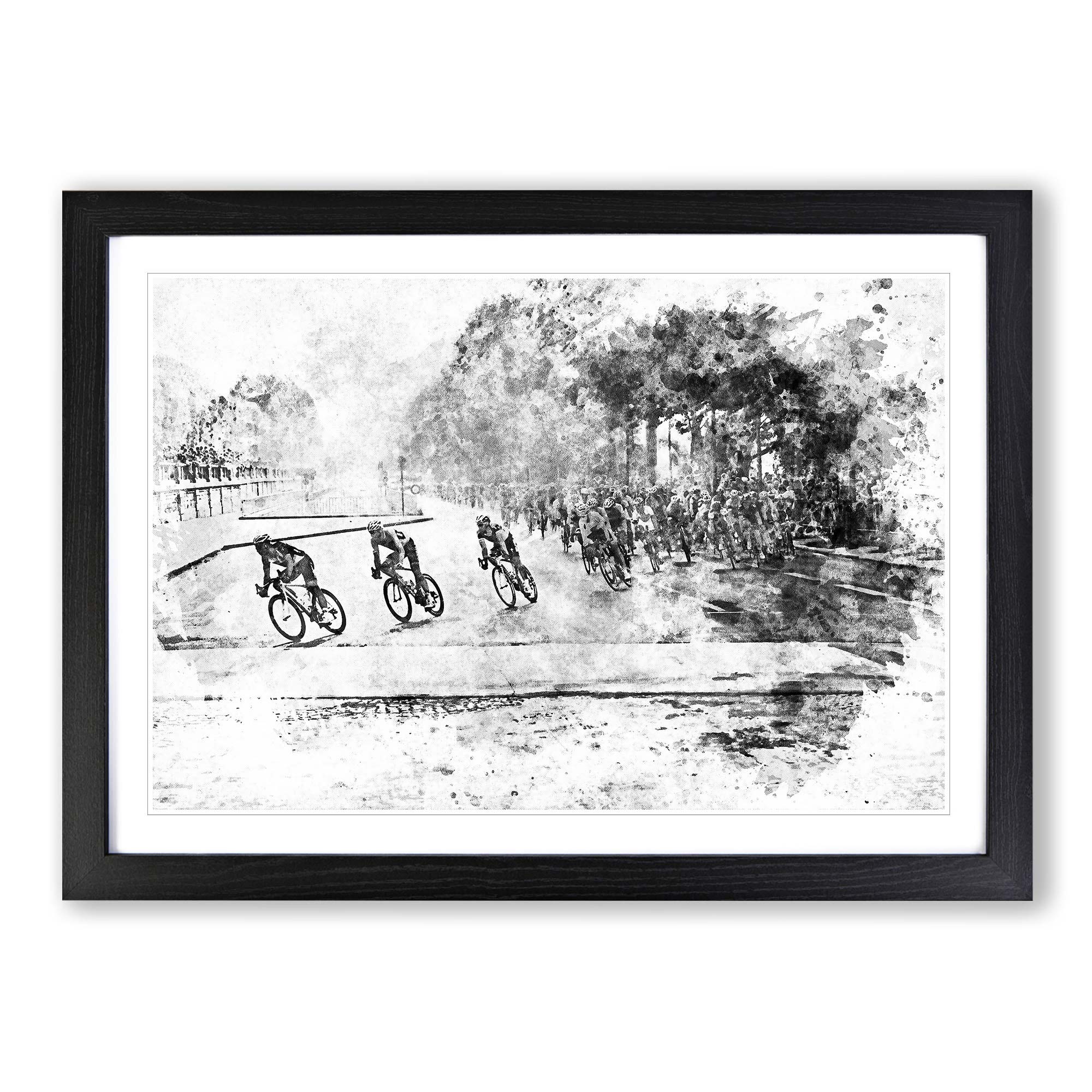 Tour de France Cycling in Abstract Framed Picture Print Home Décor Wall