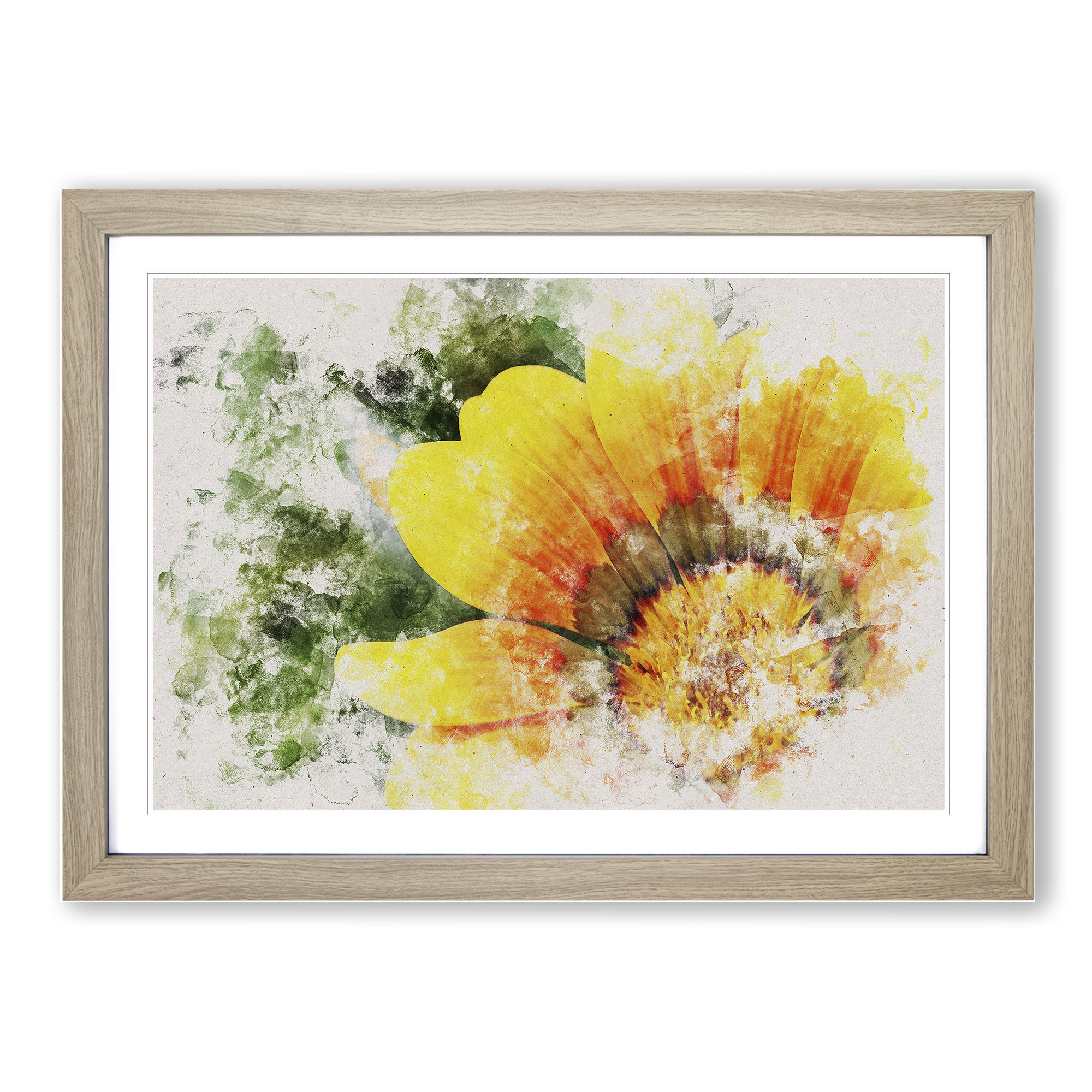 Bright Yellow Flower Wall Art Print Framed Canvas Picture Poster Decor