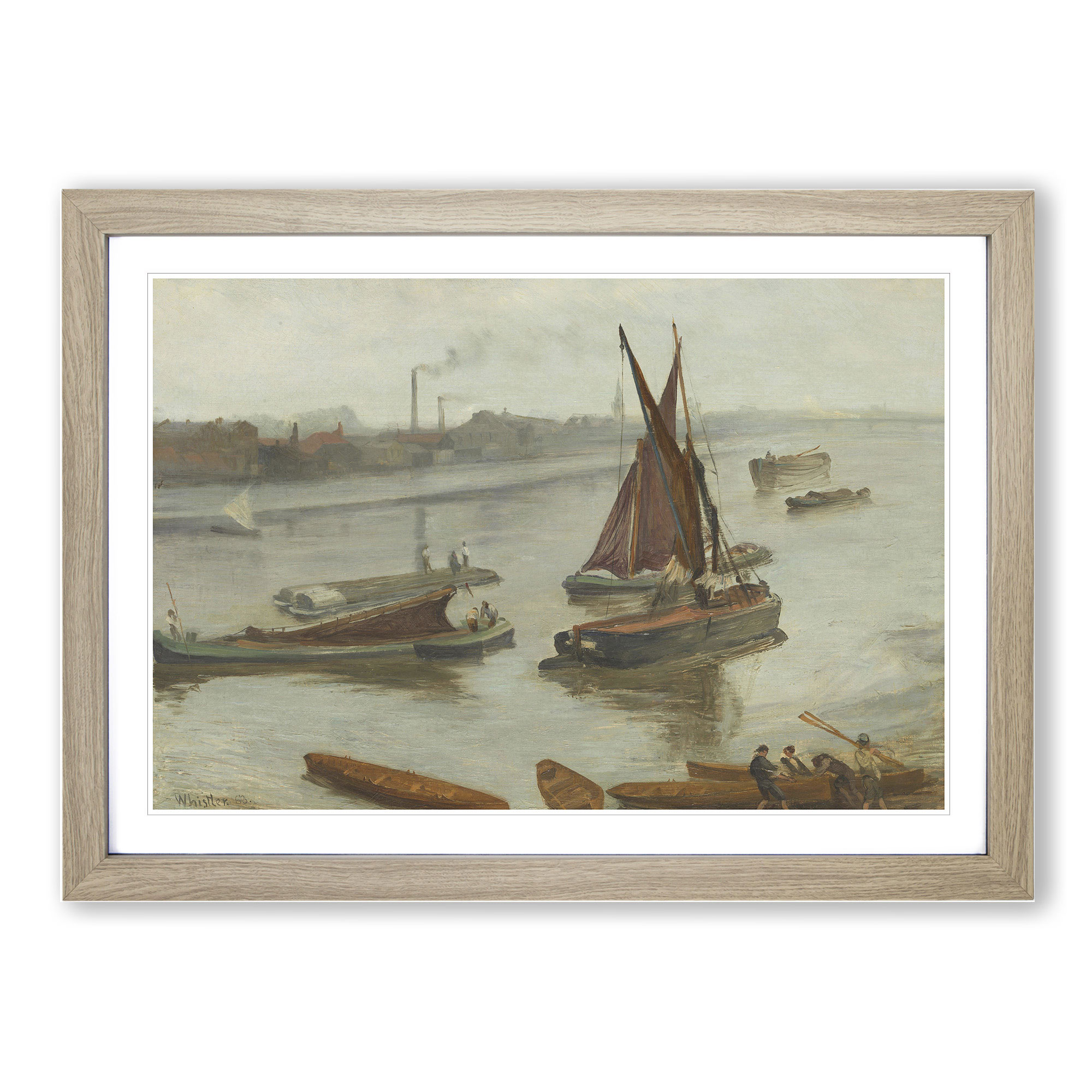 Old Battersea Reach By James Mcneill Whistler Wall Art Print Framed Picture - Picture 7 of 9