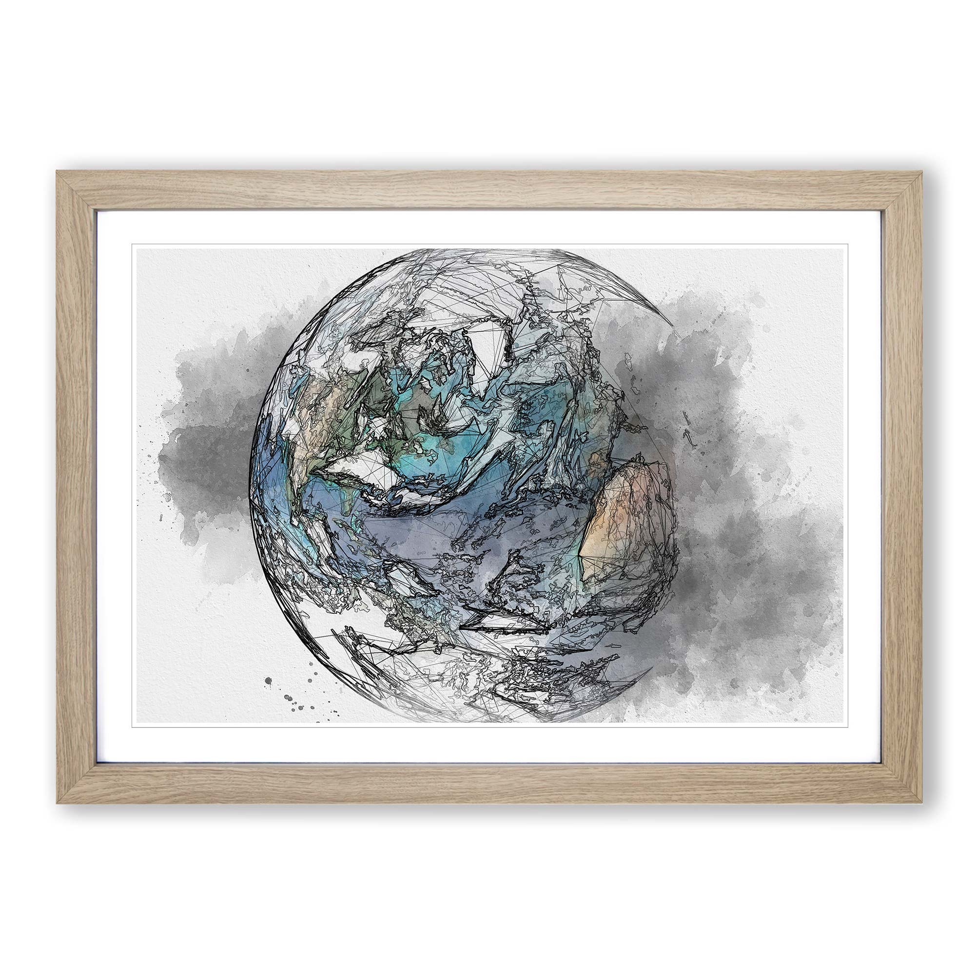 Our Planet Earth in Abstract Framed Canvas Wall Art Print Poster ...