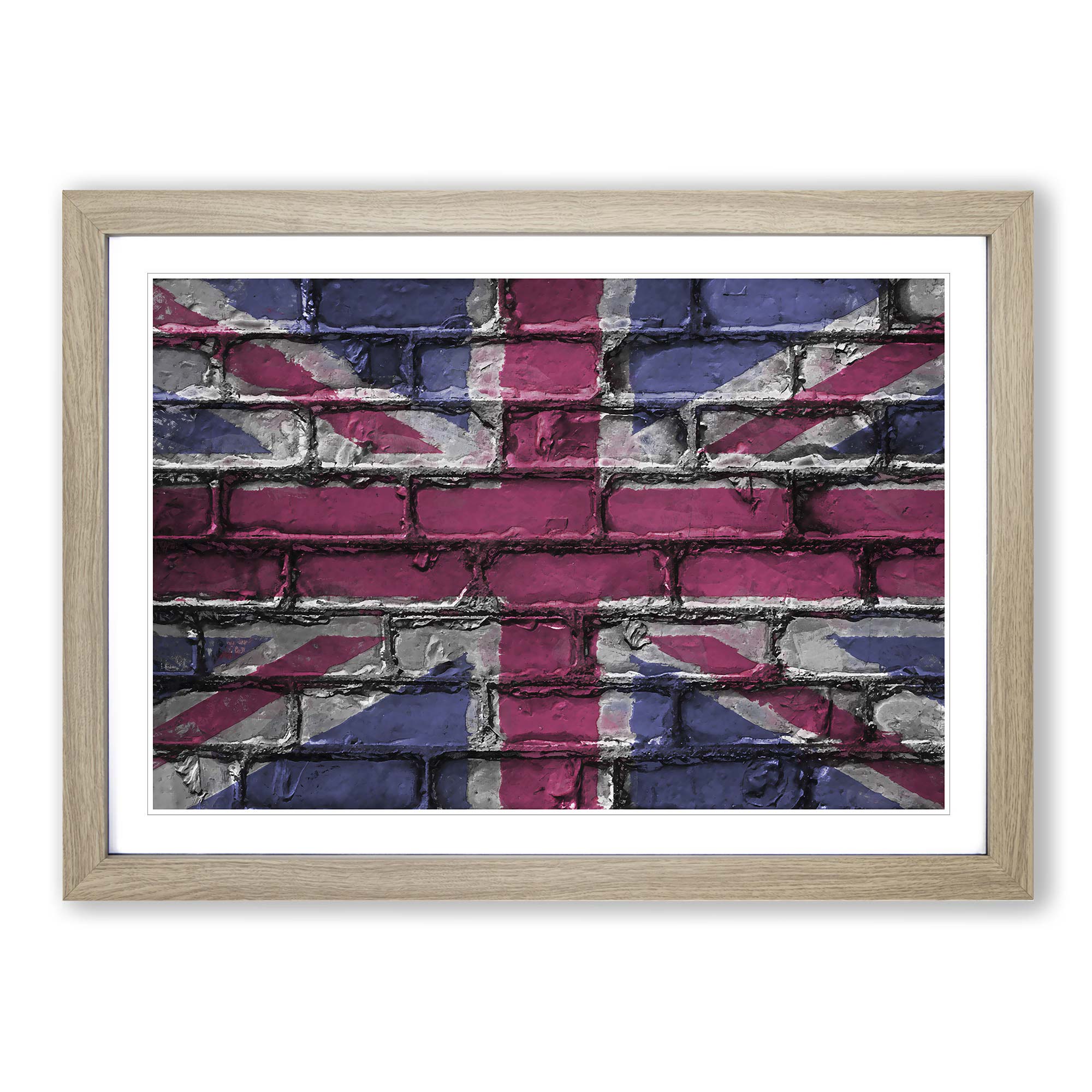Union Jack Brick Wall Graffiti In Abstract Framed Wall Art Print Ready ...
