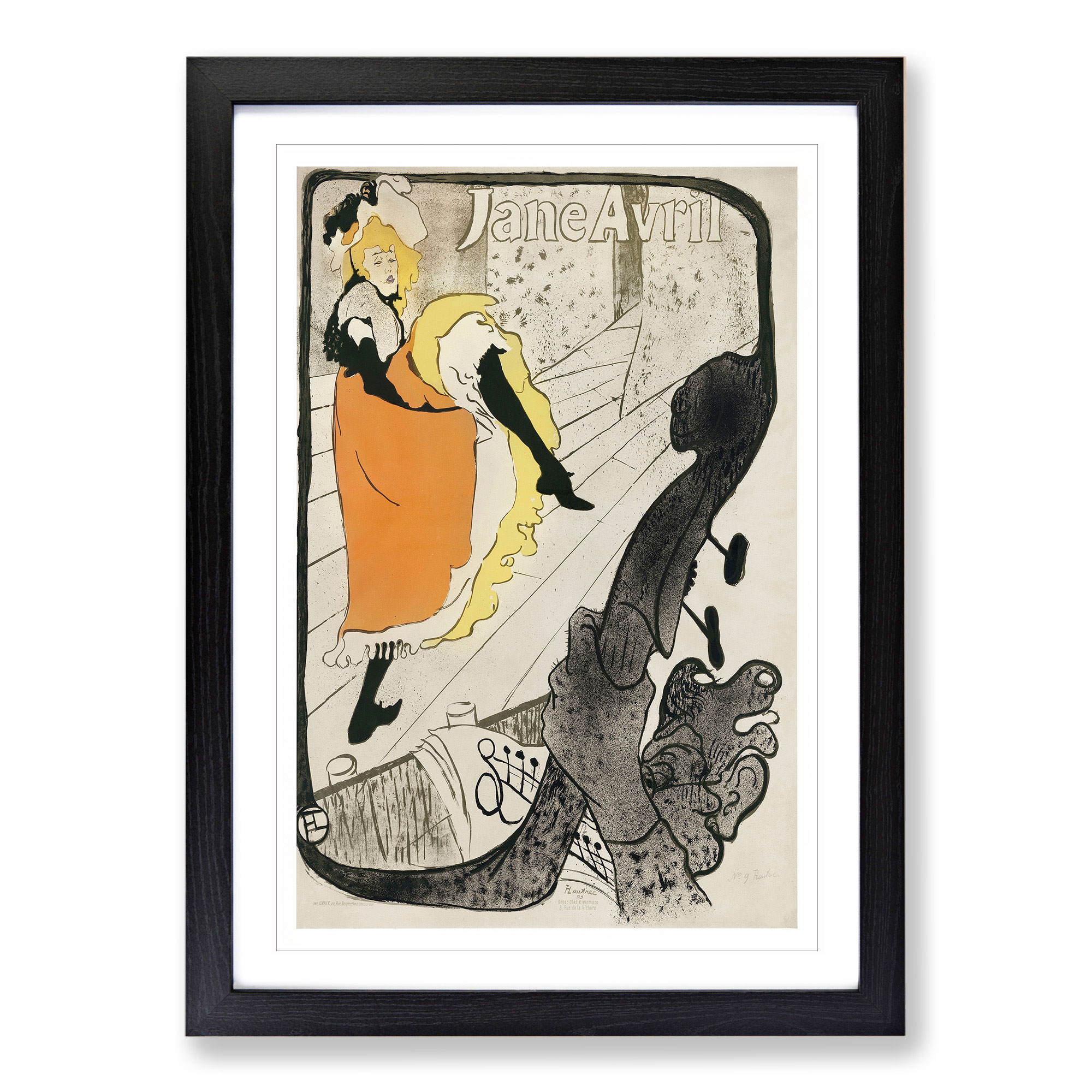 Dancer Jane Avril By Henri De Toulouse-Lautrec Framed Canvas Wall