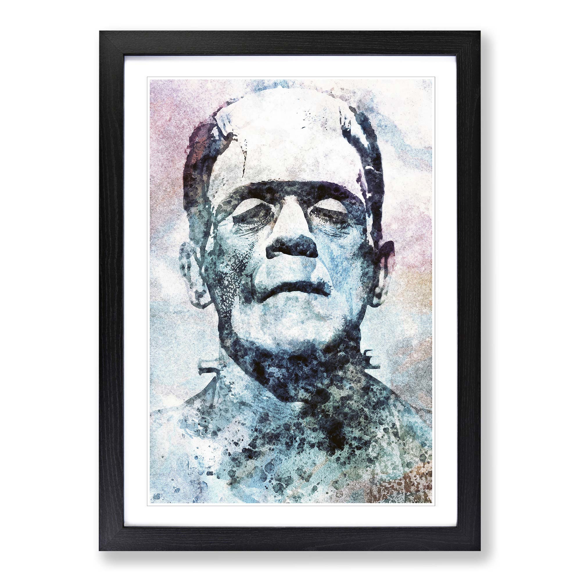 Frankenstein in Abstract Framed Canvas Wall Art Painting Poster Print