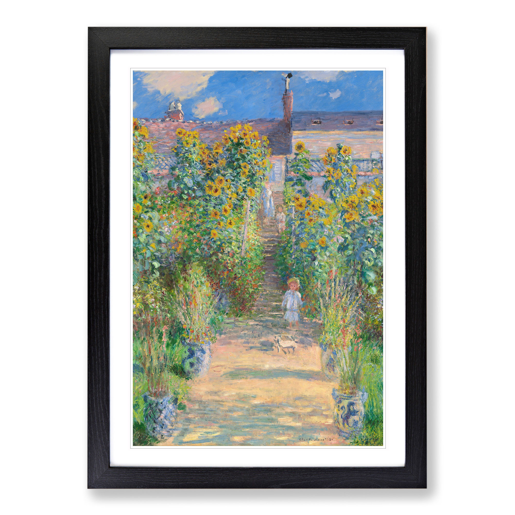 Quadro poster stampa arte parete tela incorniciato Garden At Vetheuil di Claude Monet - Foto 6 di 9