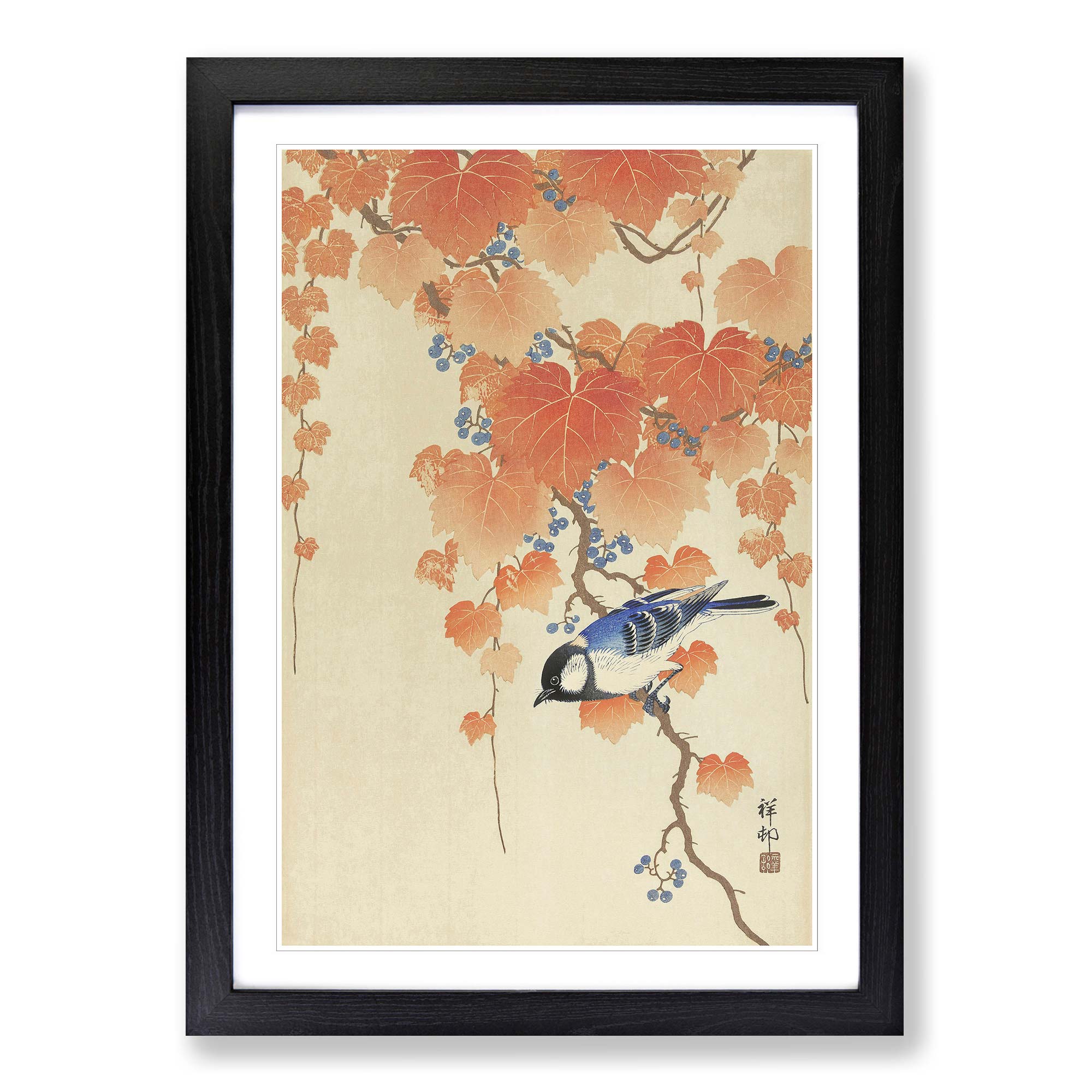 Great Tit On A Paulownia Branch Bird Ohara Koson Wall Art Print Framed Picture - Picture 6 of 9