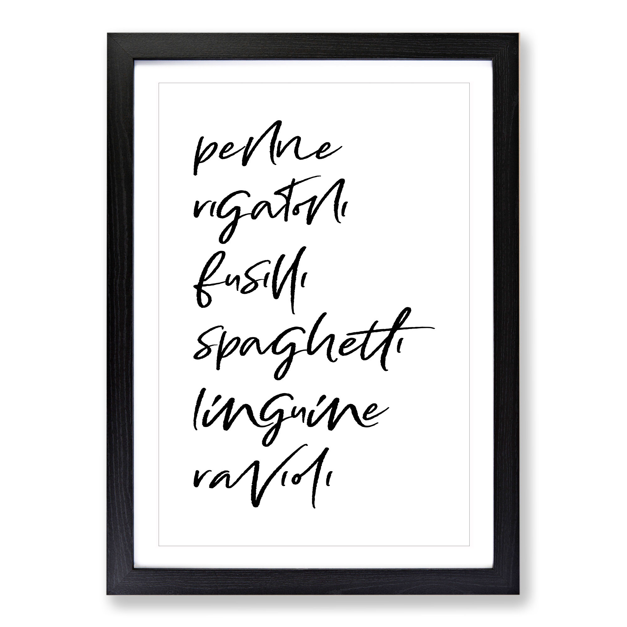Pasta Typography Framed Canvas Wall Art Print Poster Picture, Home Decor - Picture 6 of 9