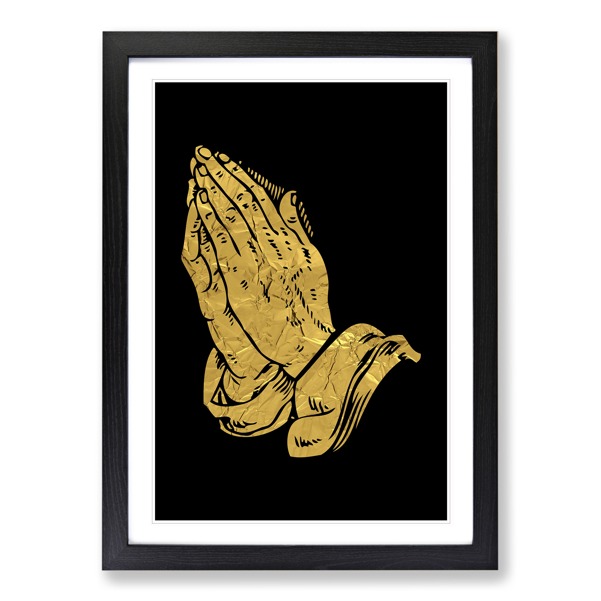 Praying Hands In Gold Framed Canvas Wall Art Print Poster Picture, Home Decor - Picture 6 of 9