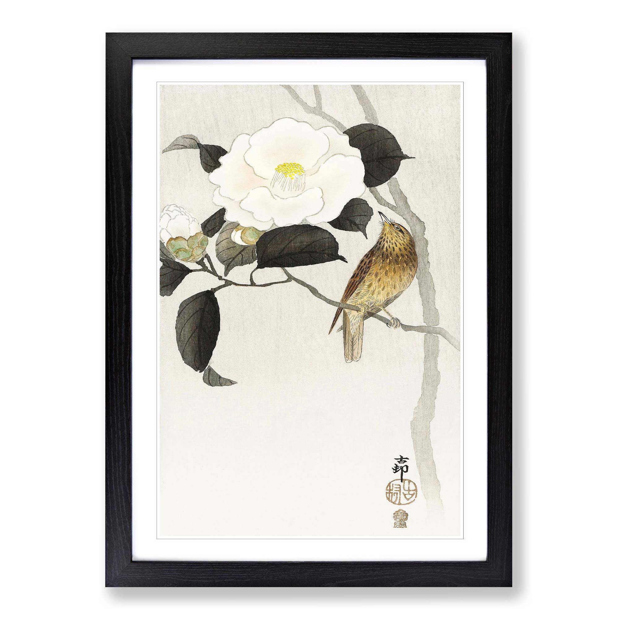 Songbird & Flowering Camellia Framed Canvas Wall Art Print Poster Picture - Picture 6 of 9