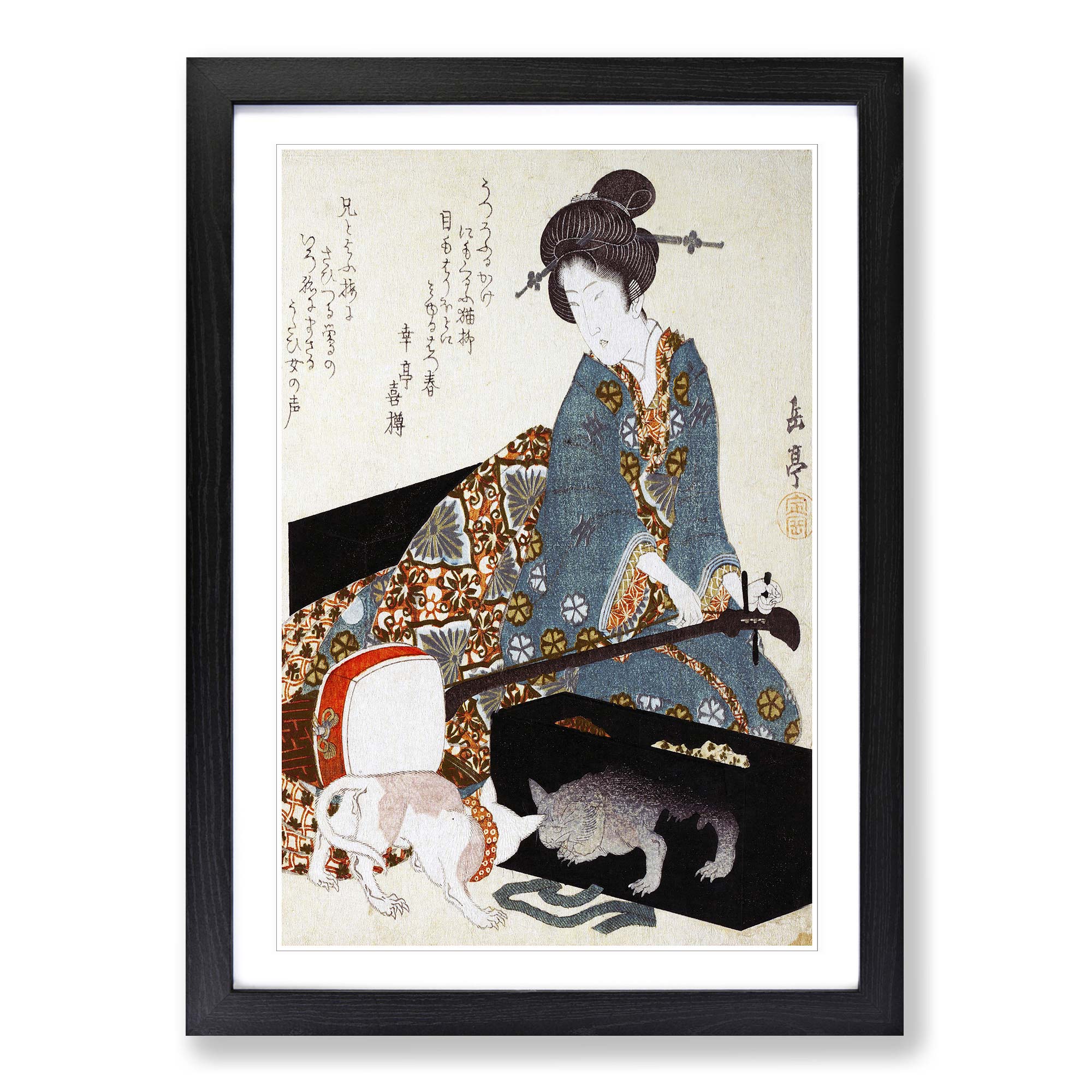 Woman with a Cat Framed Canvas Wall Art Print Poster Picture, Home Decor - Picture 6 of 9