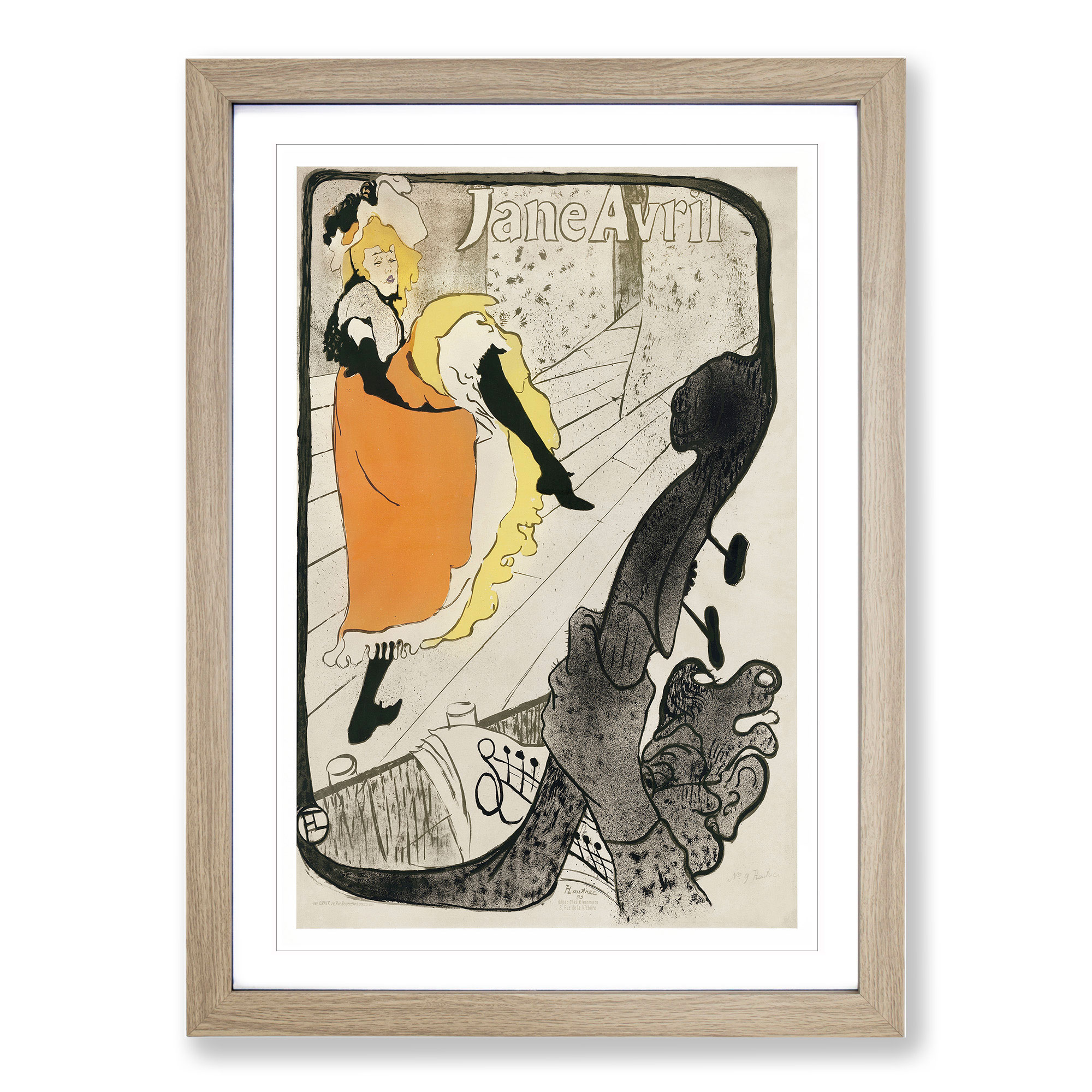 Dancer Jane Avril By Henri De Toulouse-Lautrec Framed Canvas Wall