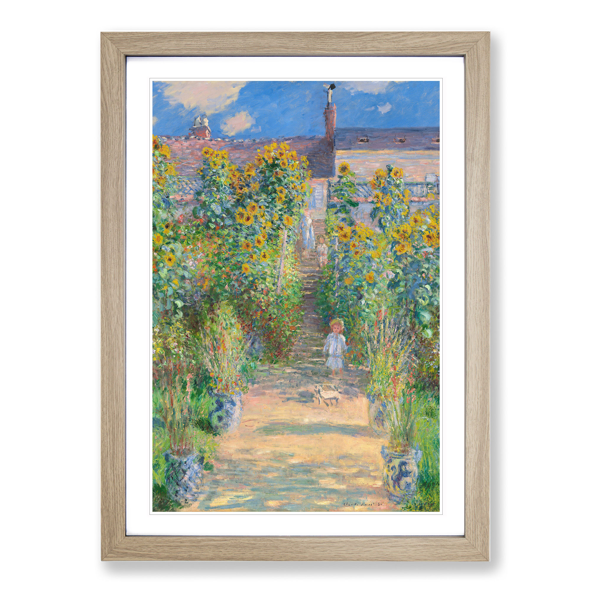 Quadro poster stampa arte parete tela incorniciato Garden At Vetheuil di Claude Monet - Foto 7 di 9