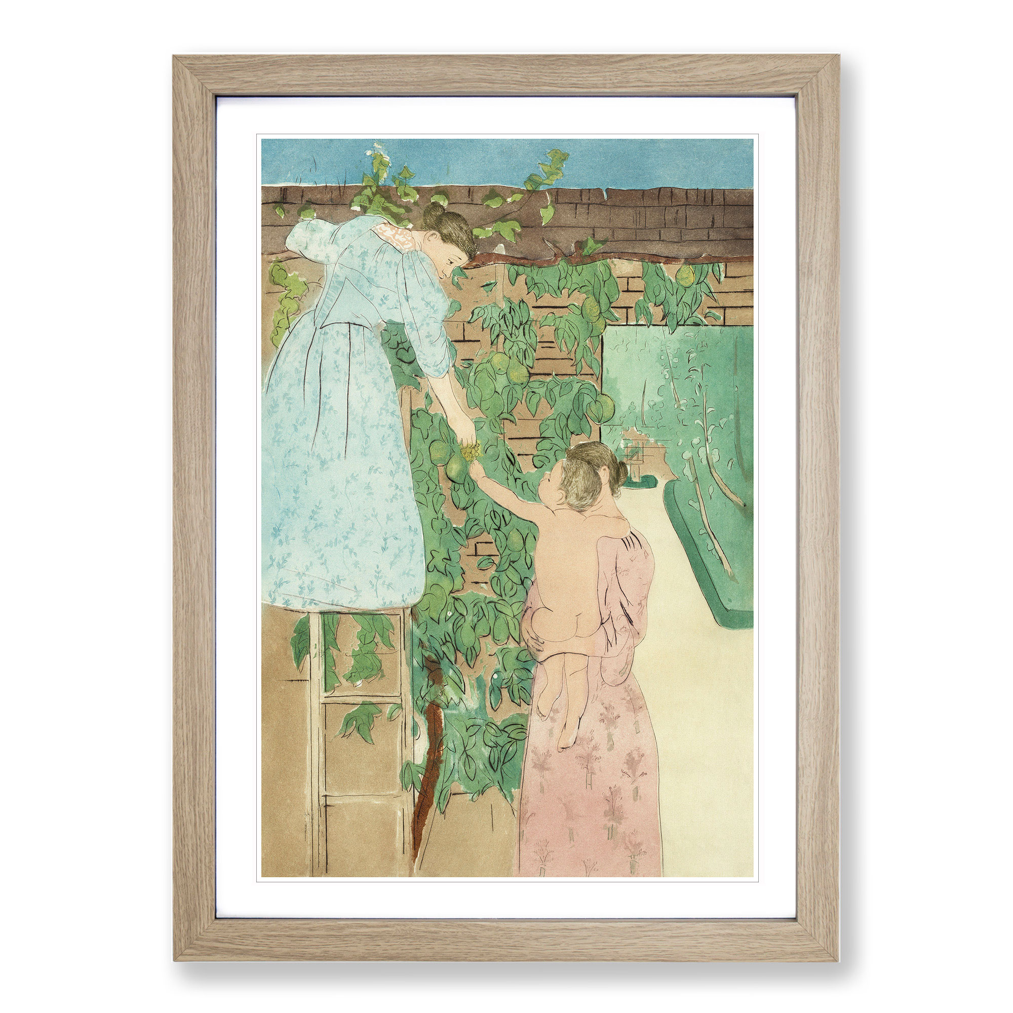 Gathering Fruit By Mary Cassatt Framed Canvas Wall Art Print Poster Picture - Bild 7 von 9