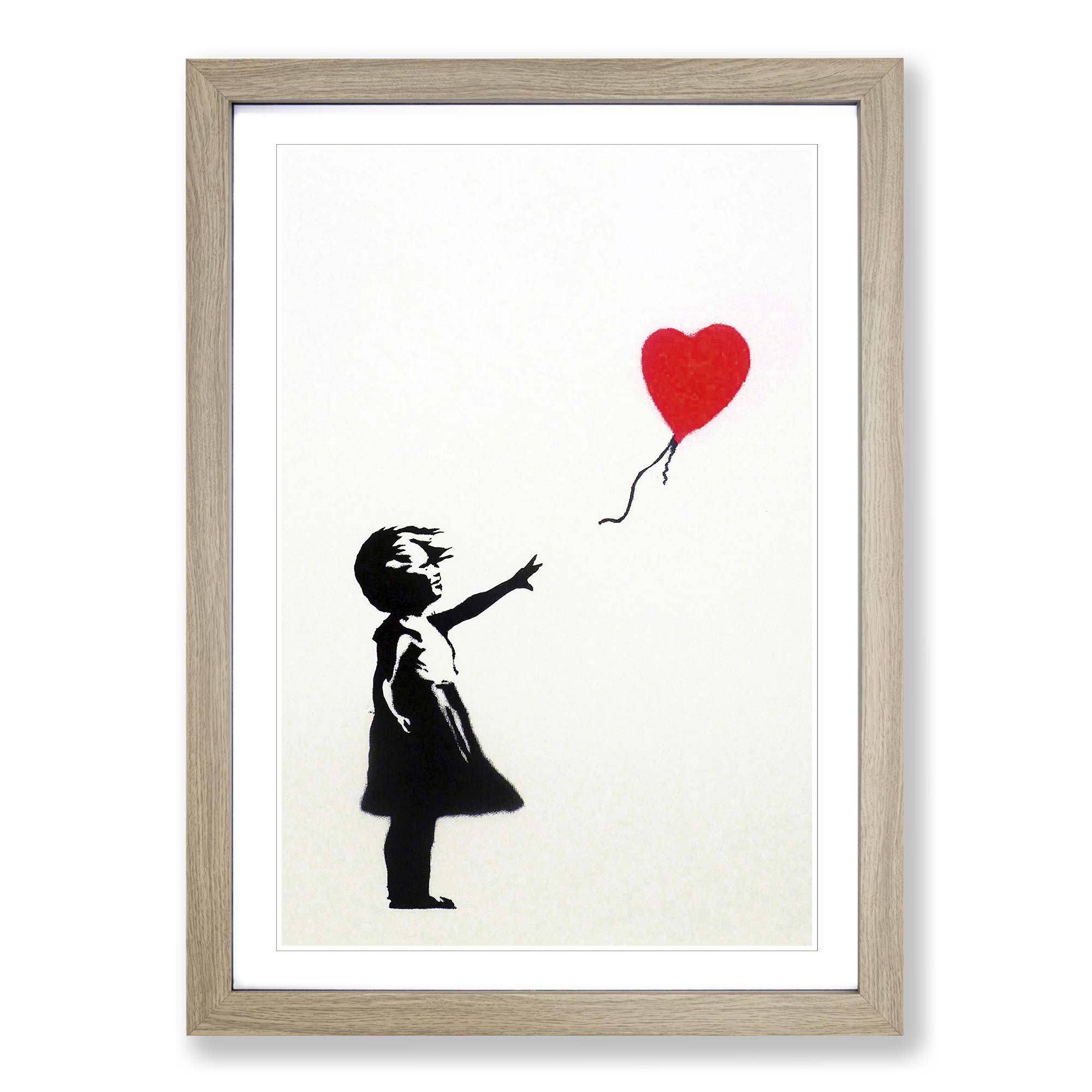 Niña con globo rojo graffiti arte de pared impresión enmarcado lienzo cuadro póster decoración - Imagen 7 de 9