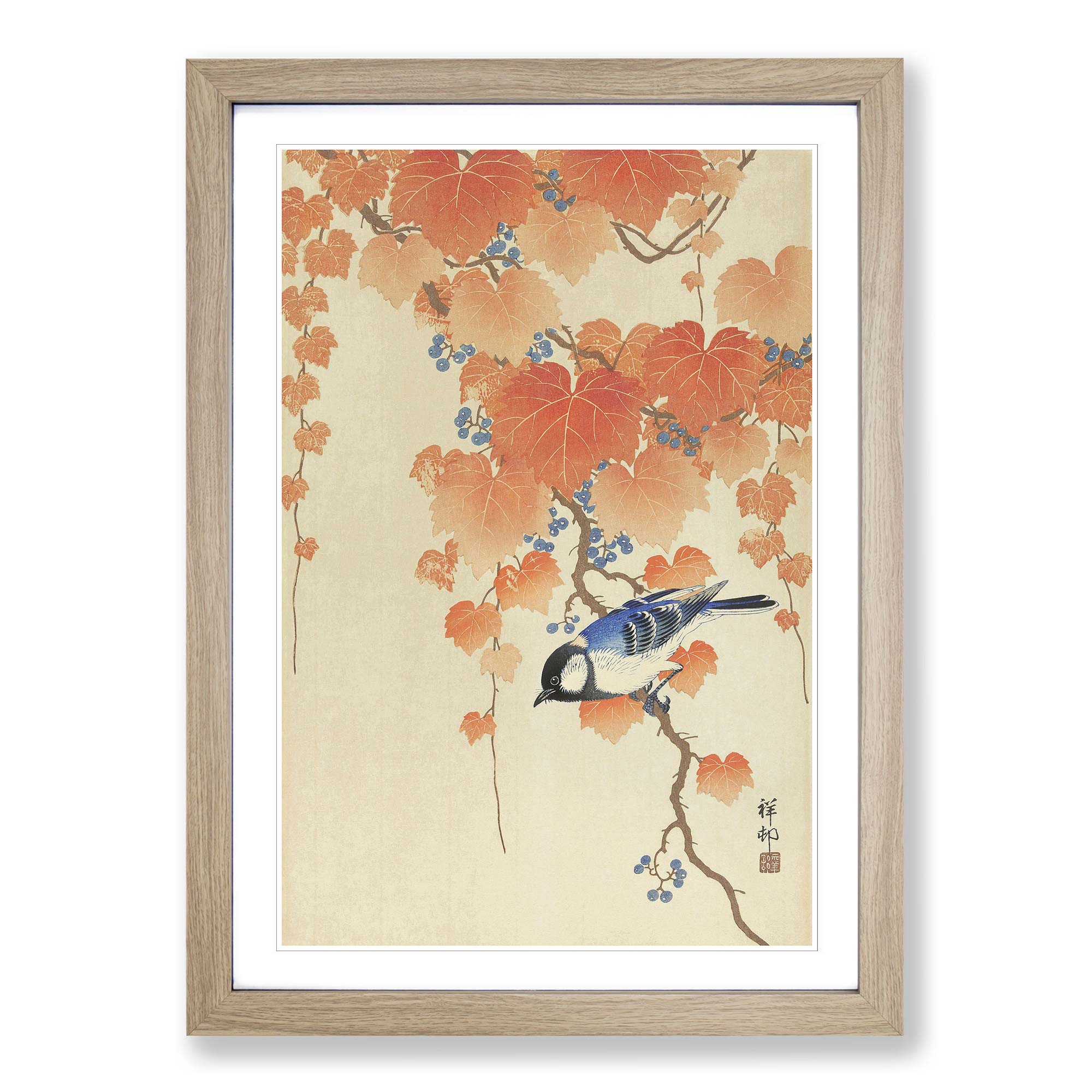 Great Tit On A Paulownia Branch Bird Ohara Koson Wall Art Print Framed Picture - Picture 7 of 9