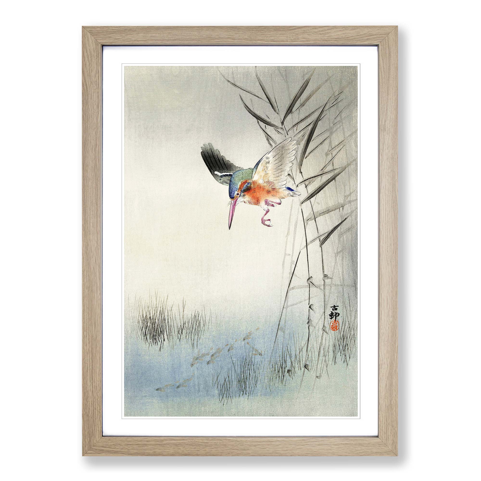 Jagd Eisvogel gerahmte Leinwand Wandbild Kunstdruck Poster Bild, Wohndeko - Bild 7 von 9