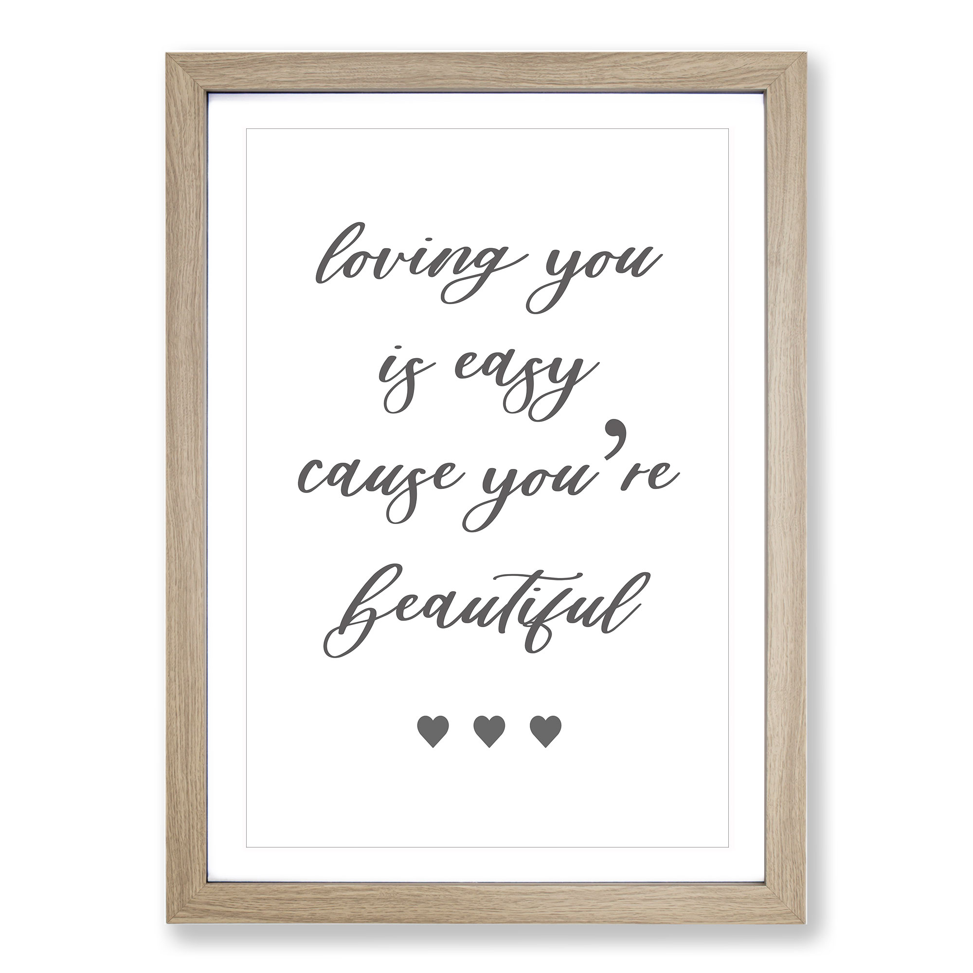 Loving You Is Easy Typography Framed Canvas Wall Art Print Poster Picture - Picture 7 of 9