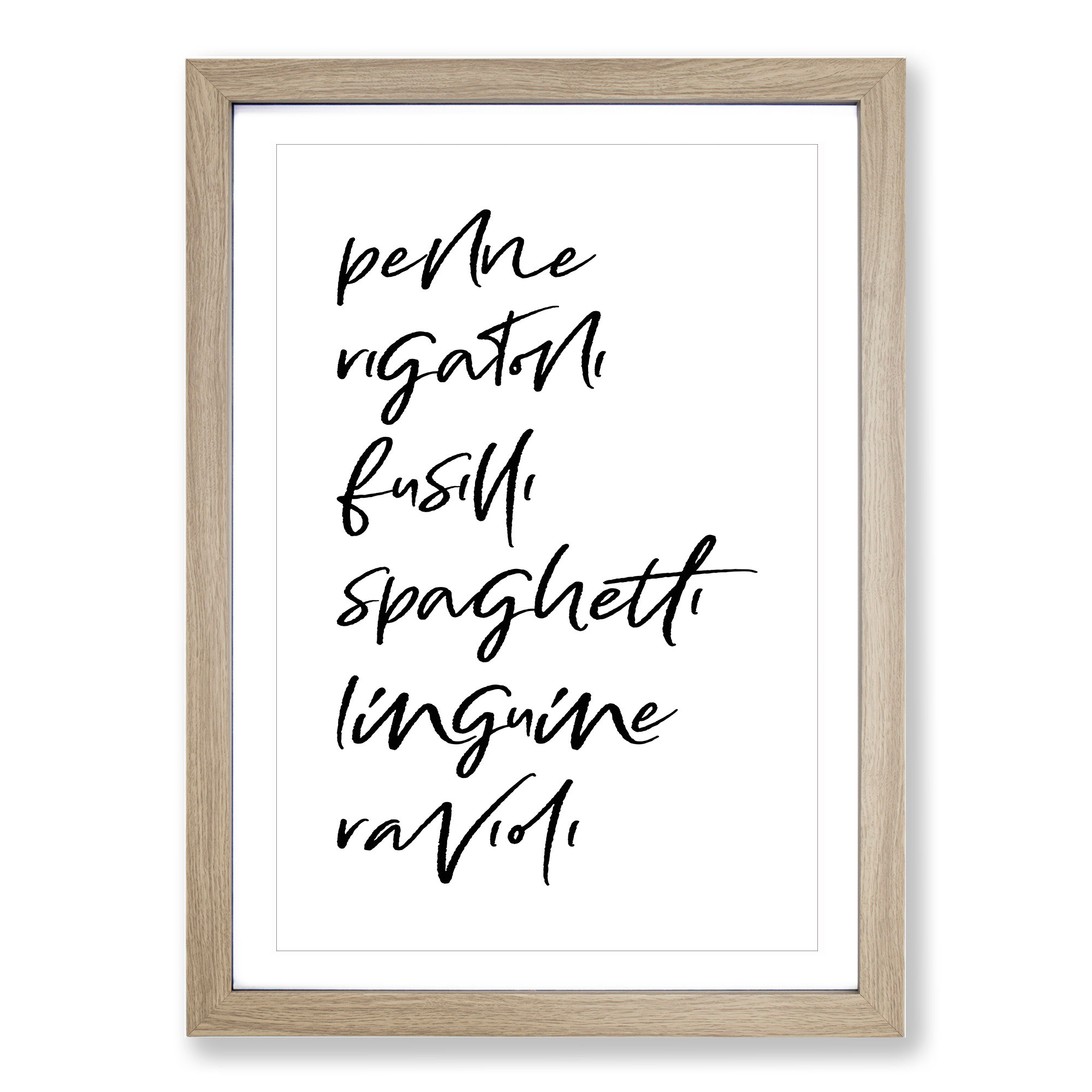 Pasta Typography Framed Canvas Wall Art Print Poster Picture, Home Decor - Picture 7 of 9