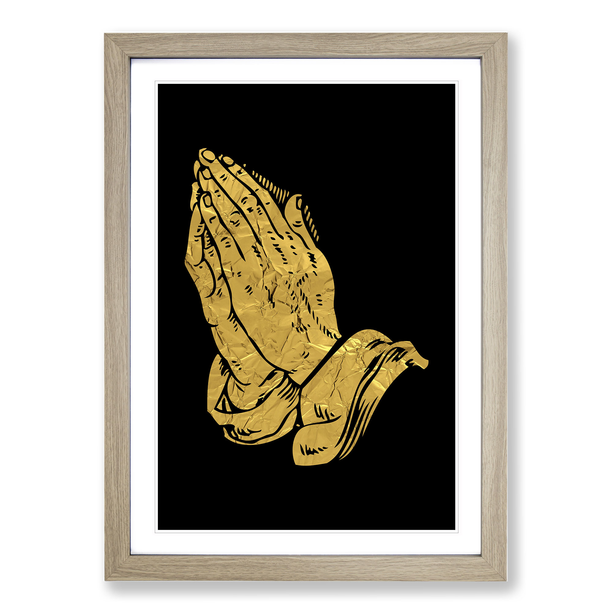Praying Hands In Gold Framed Canvas Wall Art Print Poster Picture, Home Decor - Picture 7 of 9