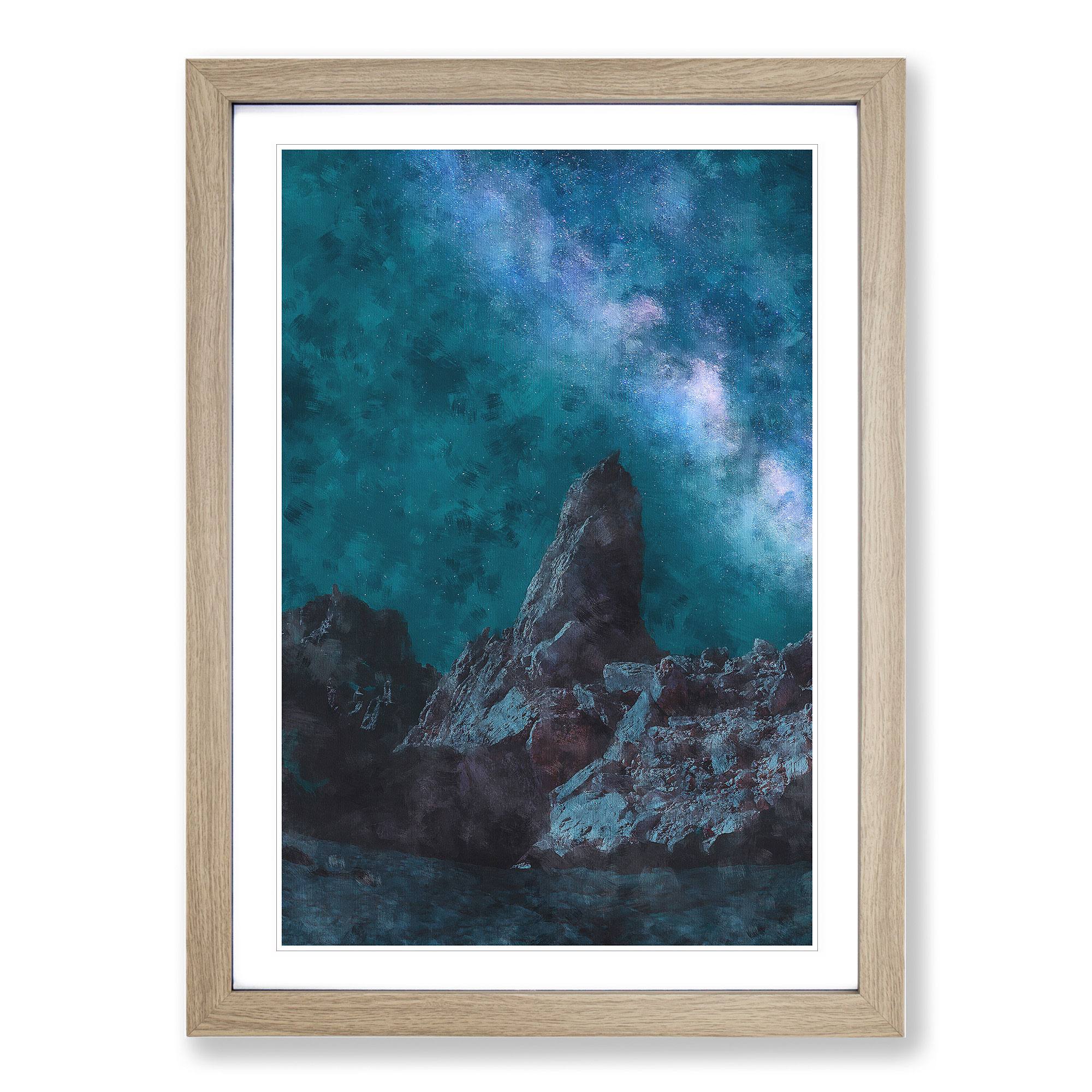 Cuadro póster impresión arte pared lienzo enmarcado rocas debajo de las estrellas, decoración del hogar - Imagen 7 de 9
