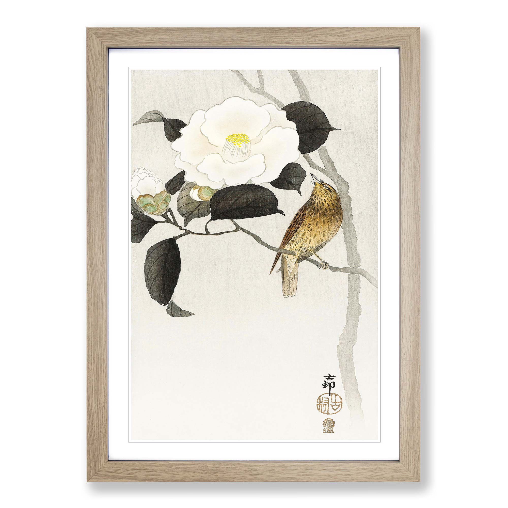 Songbird & Flowering Camellia Framed Canvas Wall Art Print Poster Picture - Picture 7 of 9