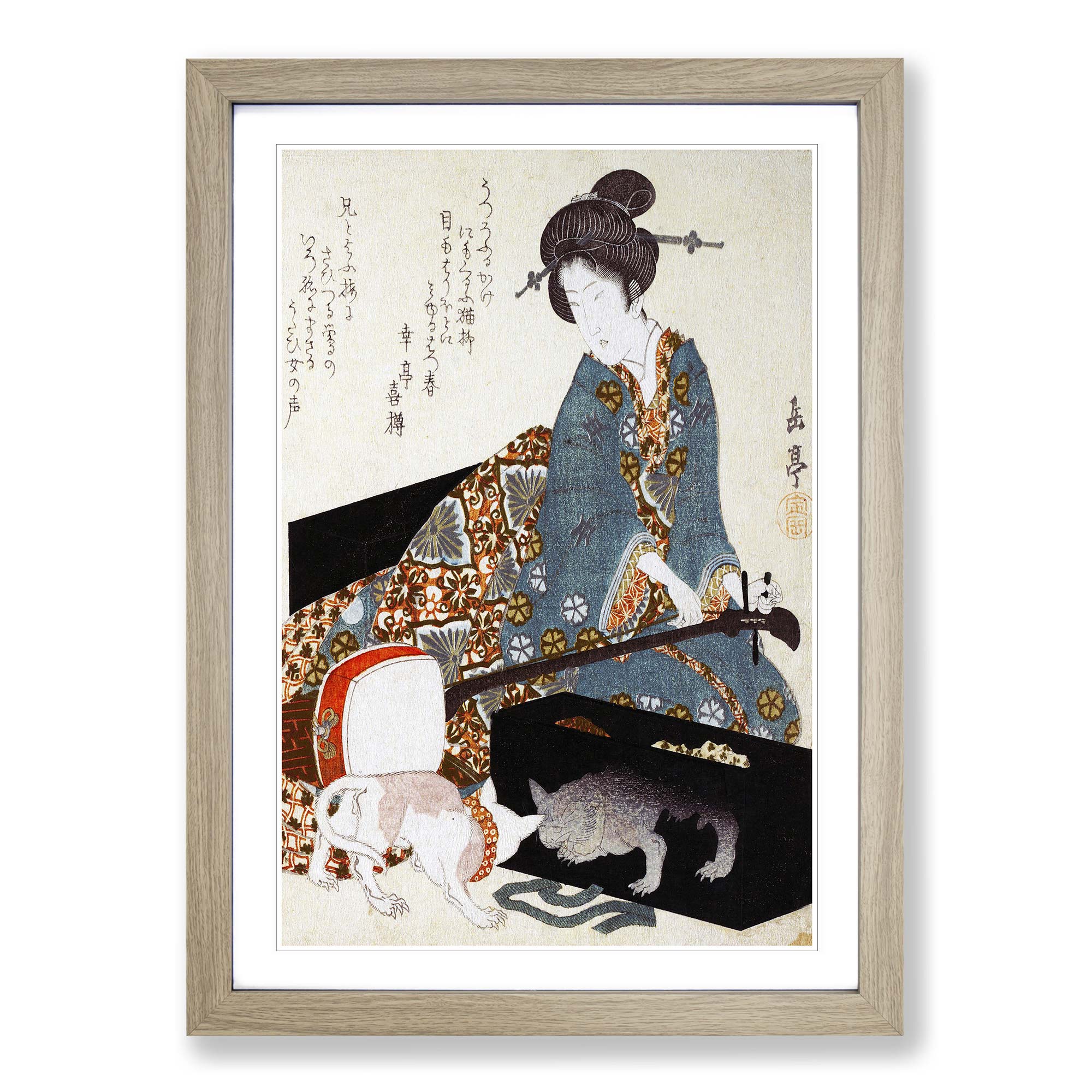 Woman with a Cat Framed Canvas Wall Art Print Poster Picture, Home Decor - Picture 7 of 9