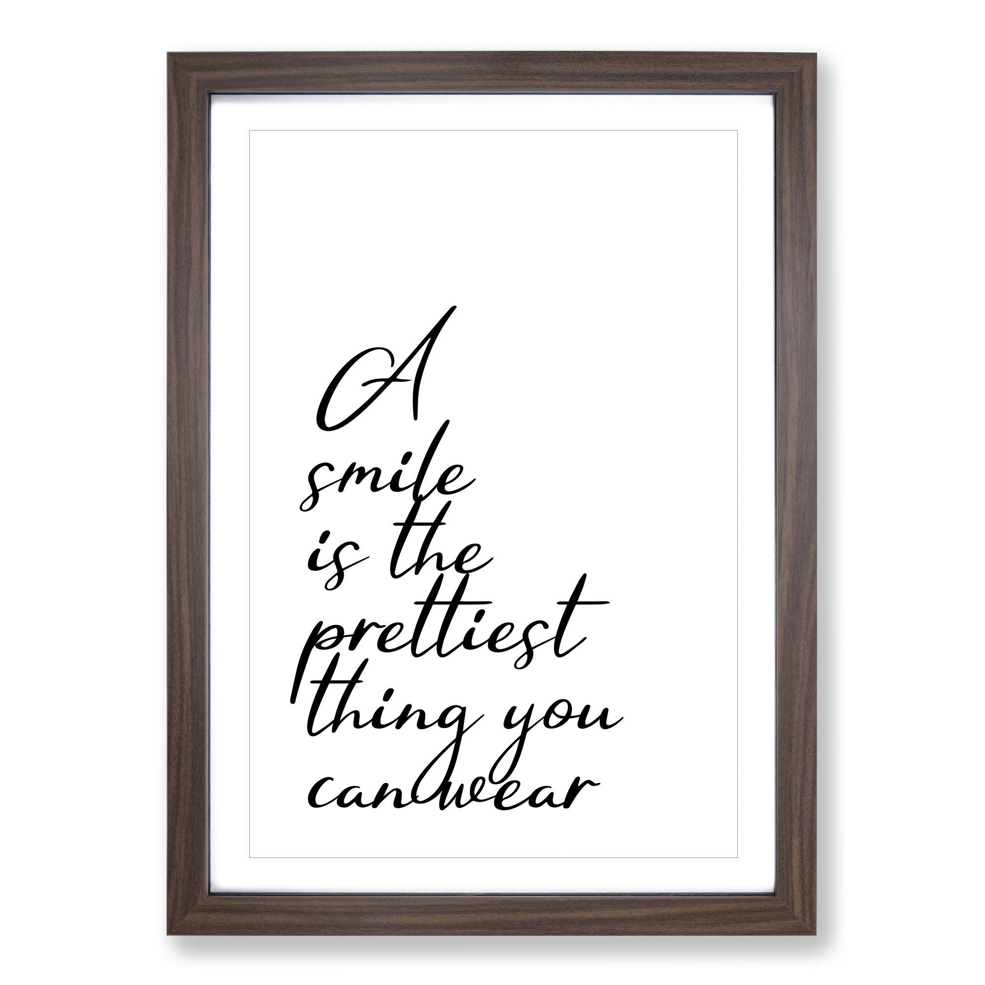 A Smile Is The Prettiest Thing You Can Wear Typography Wall Art Print Framed - Picture 8 of 9
