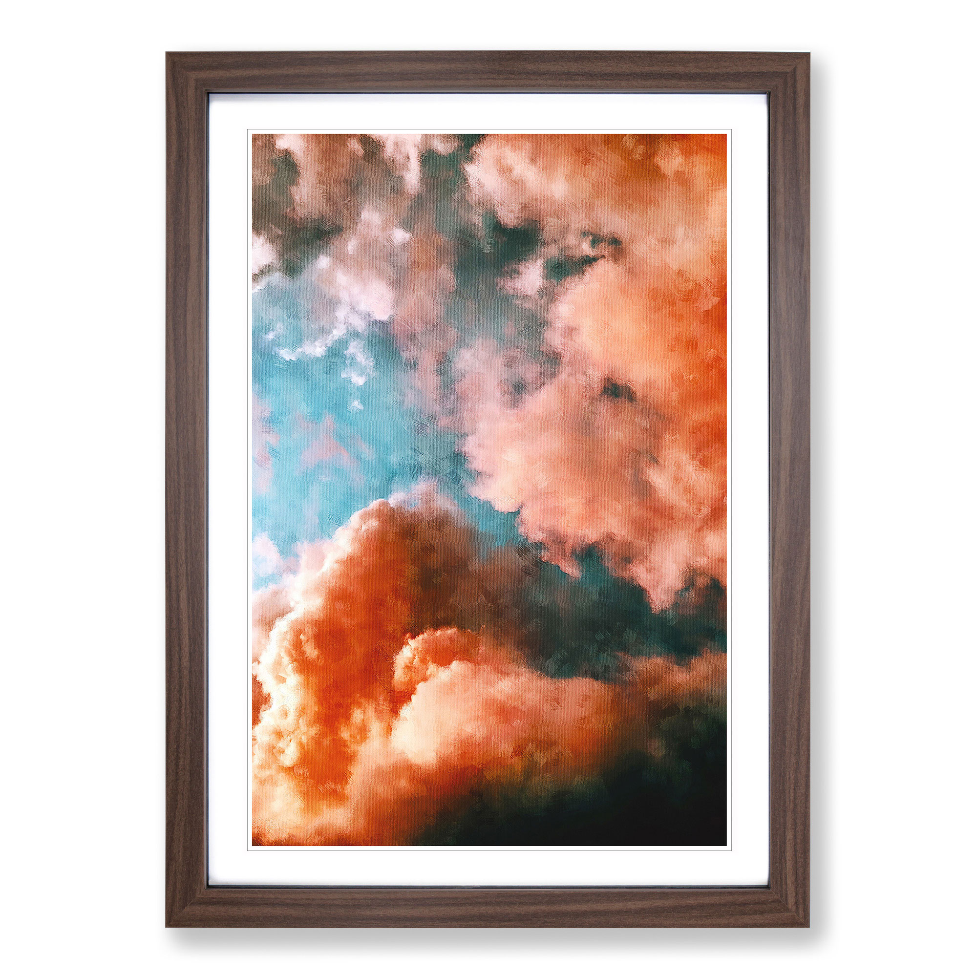 Clouds In Bloom Pink And Green Wall Art Print Framed Canvas Picture Poster Decor