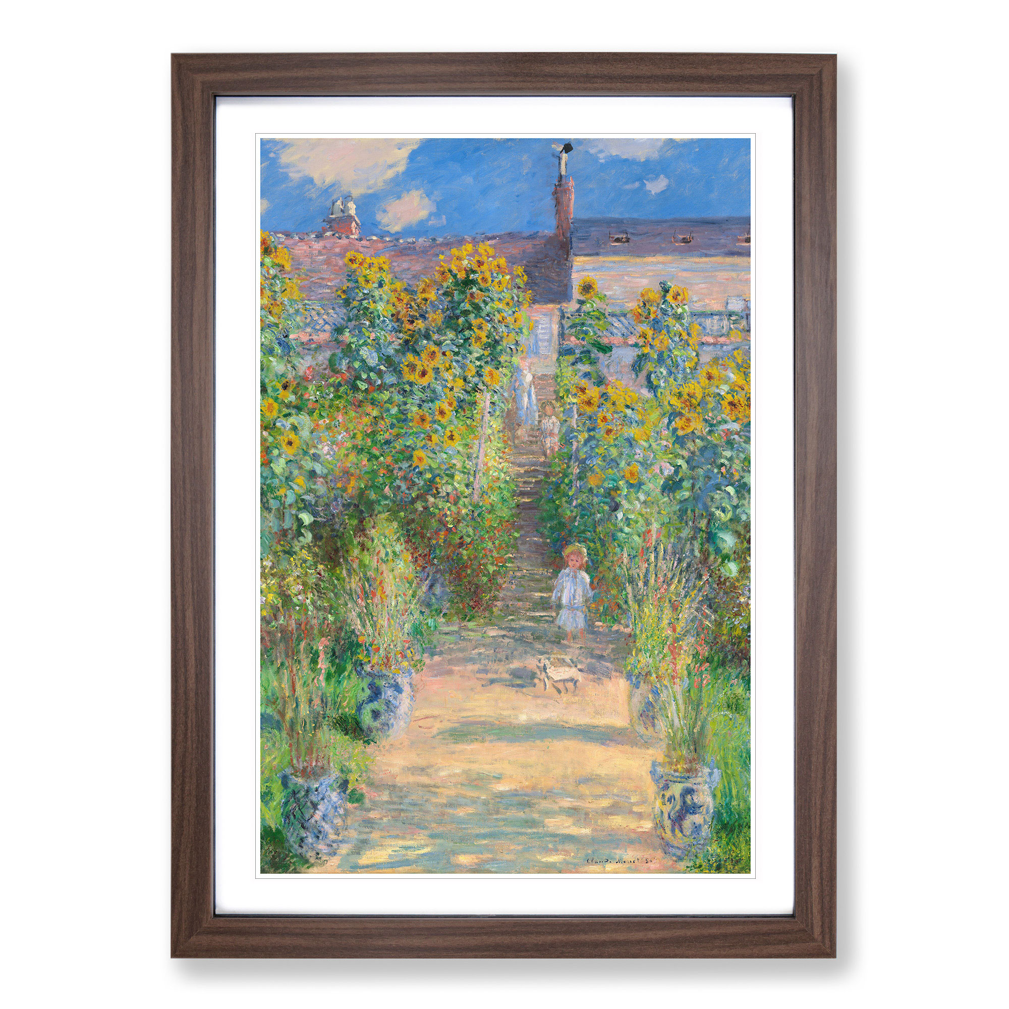 Quadro poster stampa arte parete tela incorniciato Garden At Vetheuil di Claude Monet - Foto 8 di 9
