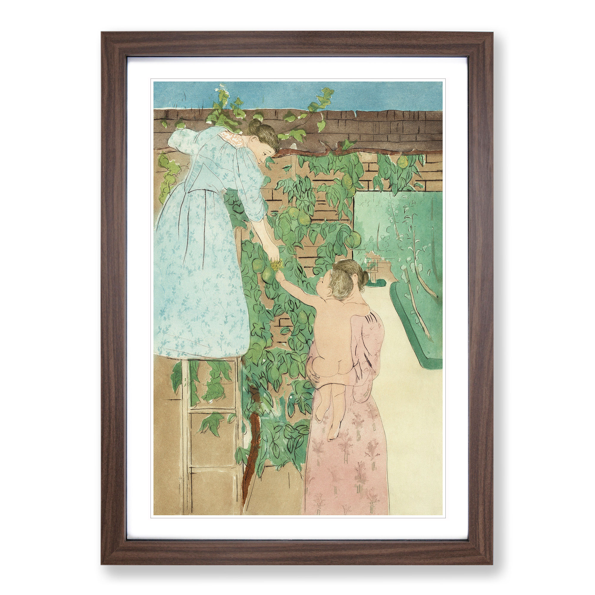 Gathering Fruit By Mary Cassatt Framed Canvas Wall Art Print Poster Picture - Bild 8 von 9