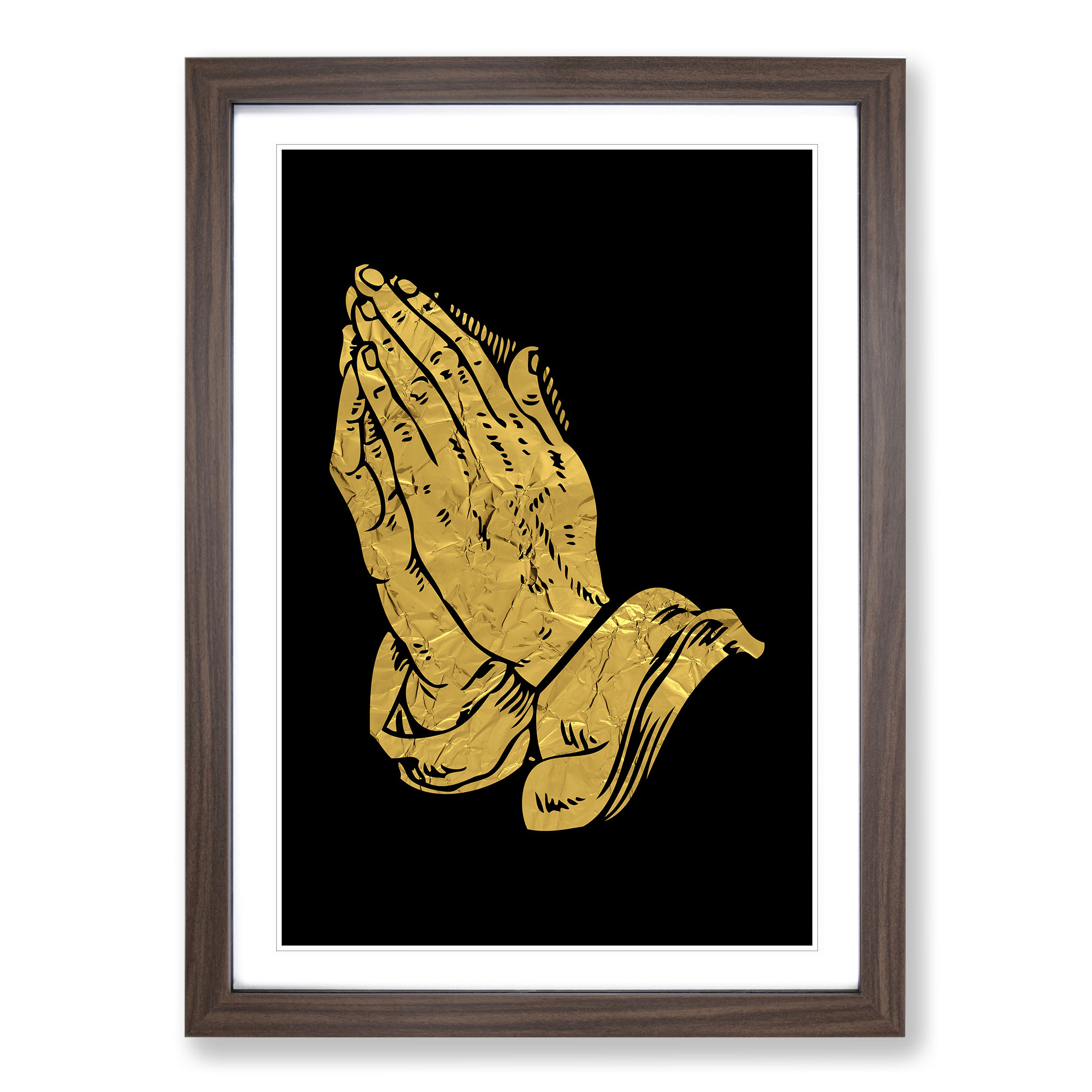 Praying Hands In Gold Framed Canvas Wall Art Print Poster Picture, Home Decor - Picture 8 of 9
