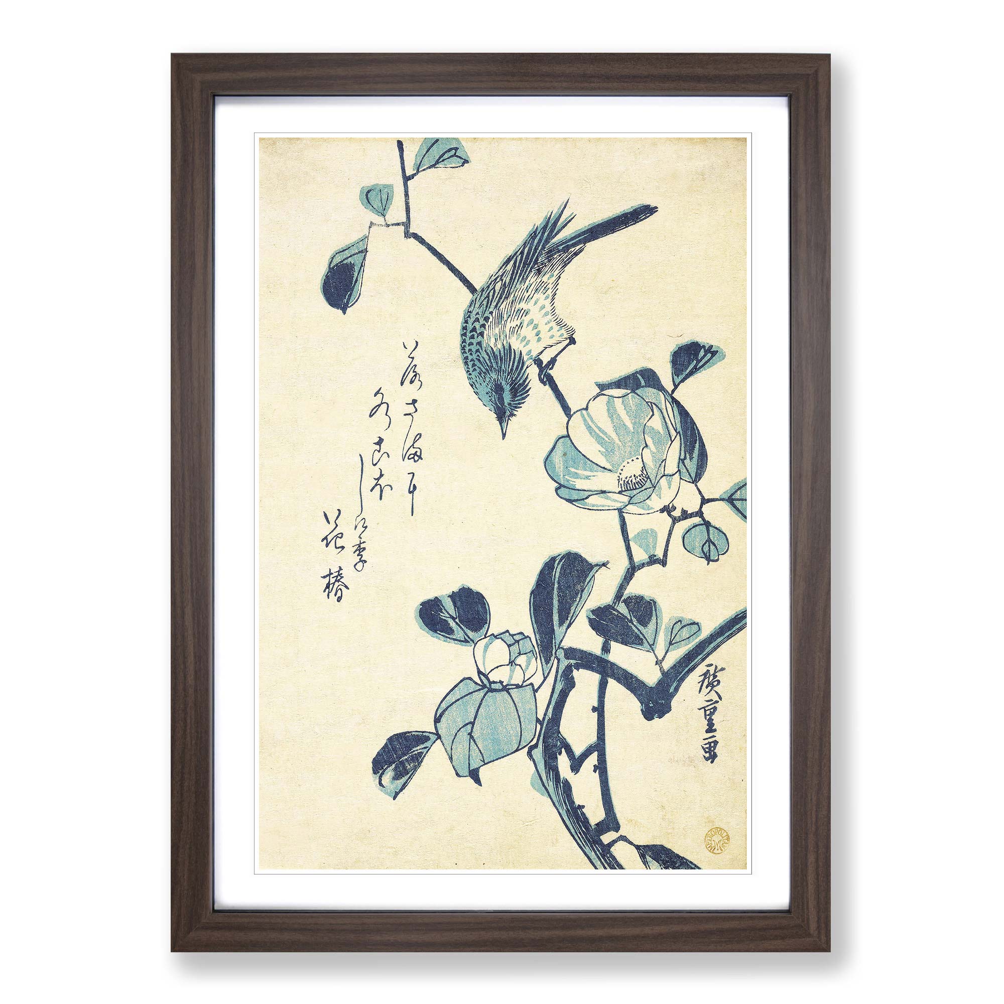 Camellia And Bird Flowers Asian Utagawa Hiroshige Wall Art Print Framed Picture - Picture 8 of 9
