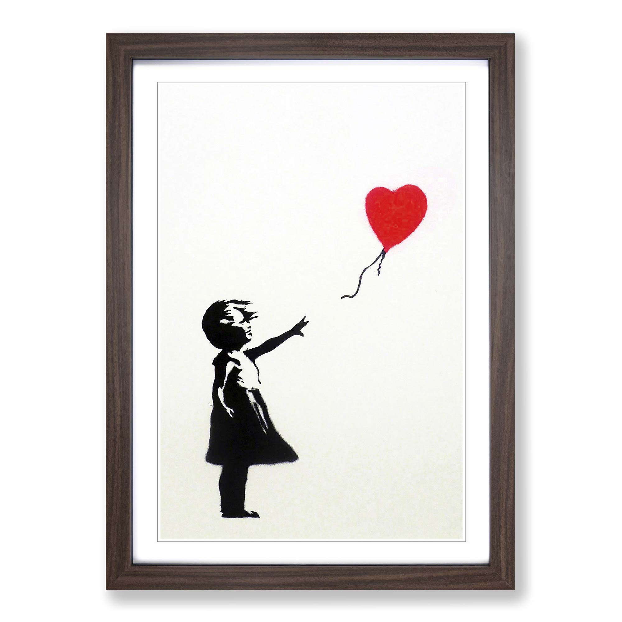 Niña con globo rojo graffiti arte de pared impresión enmarcado lienzo cuadro póster decoración - Imagen 8 de 9