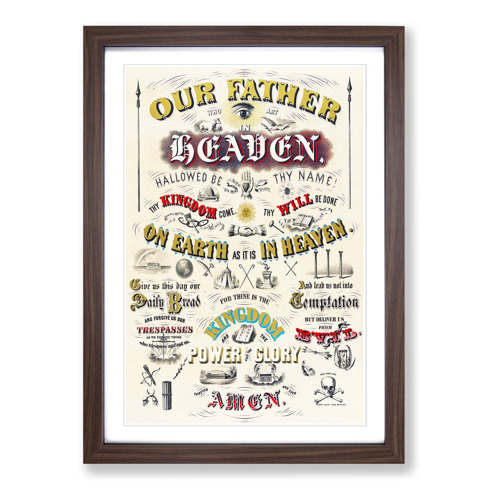 Our Father Who Art in Heaven Prayer Vintage Framed Wall Art Canvas ...