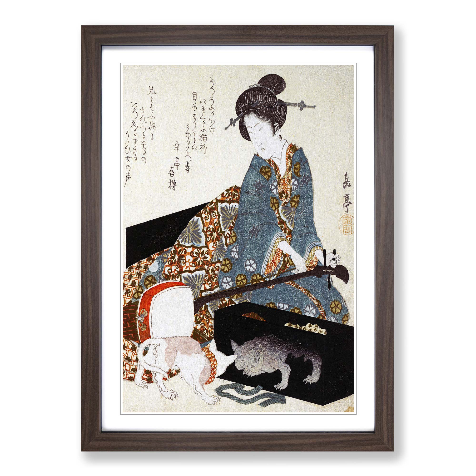 Woman with a Cat Framed Canvas Wall Art Print Poster Picture, Home Decor - Picture 8 of 9